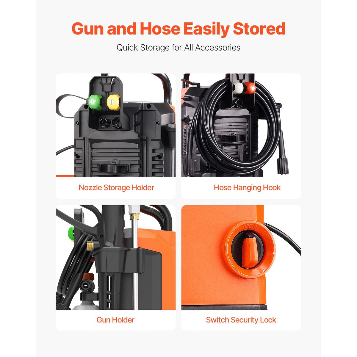 Electric Pressure Washer, Max 2700 PSI and 1.8 GPM, High Power Pressure Cleaning Machine with 4 Quick Connect Nozzles and a Foam Cannon, Ideal for Cars/Fences/Driveways/Patios/Home Cleaning