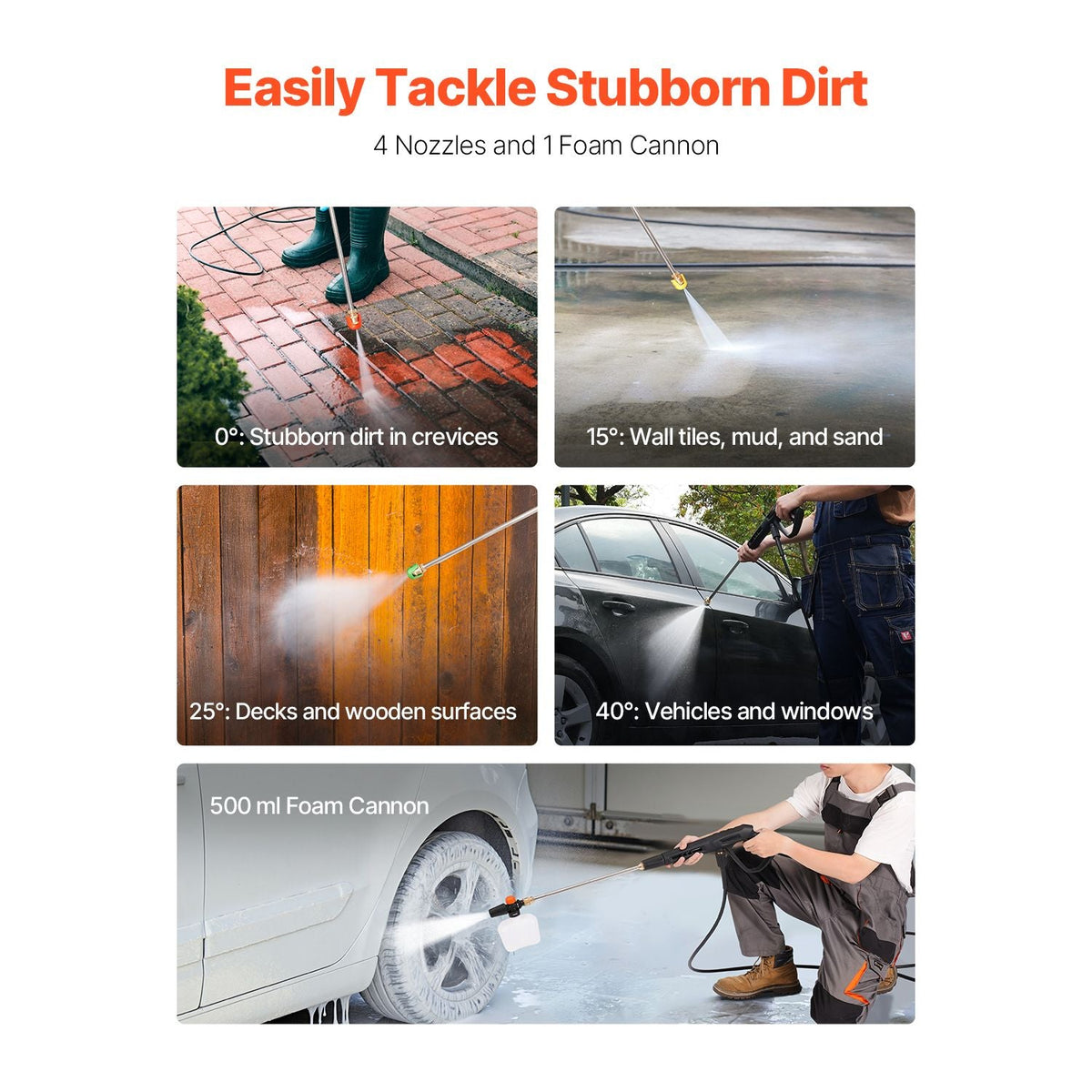 Electric Pressure Washer, Max 2700 PSI and 1.8 GPM, High Power Pressure Cleaning Machine with 4 Quick Connect Nozzles and a Foam Cannon, Ideal for Cars/Fences/Driveways/Patios/Home Cleaning