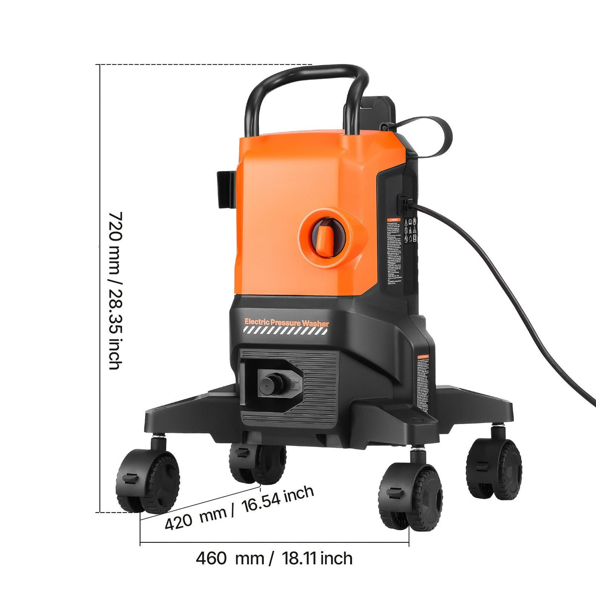 Electric Pressure Washer, Max 2700 PSI and 1.8 GPM, High Power Pressure Cleaning Machine with 4 Quick Connect Nozzles and a Foam Cannon, Ideal for Cars/Fences/Driveways/Patios/Home Cleaning