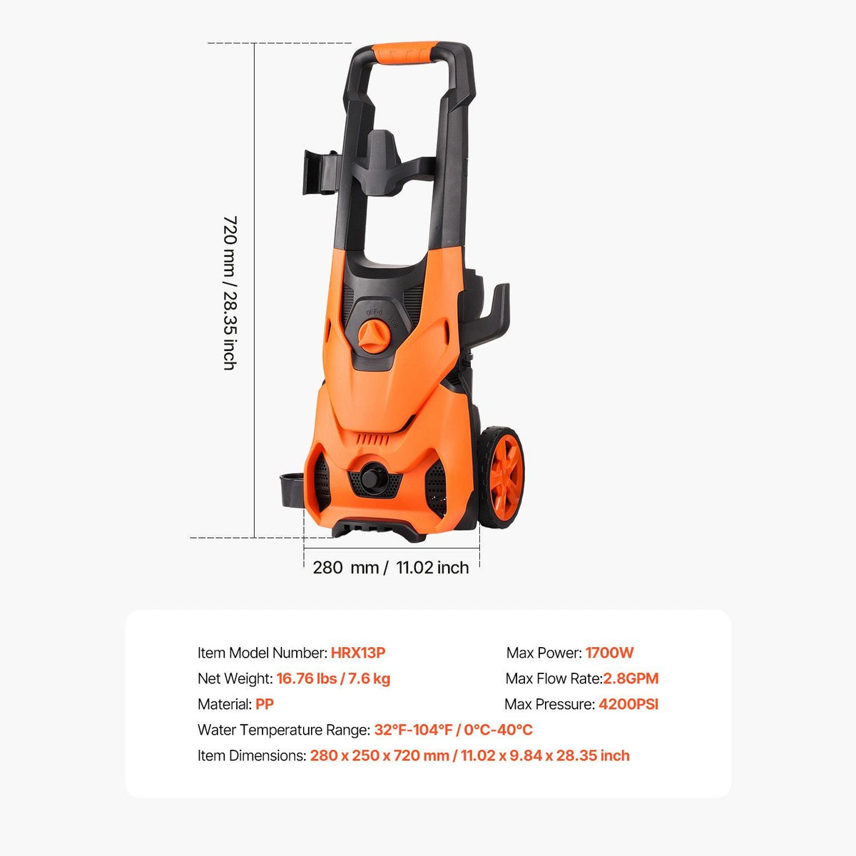 Electric Pressure Washer, Max 4200 PSI and 2.8 GPM, High Power Pressure Cleaning Machine with 4 Quick Connect Nozzles and a Foam Cannon, Ideal for Cars/Fences/Driveways/Patios/Home Cleaning