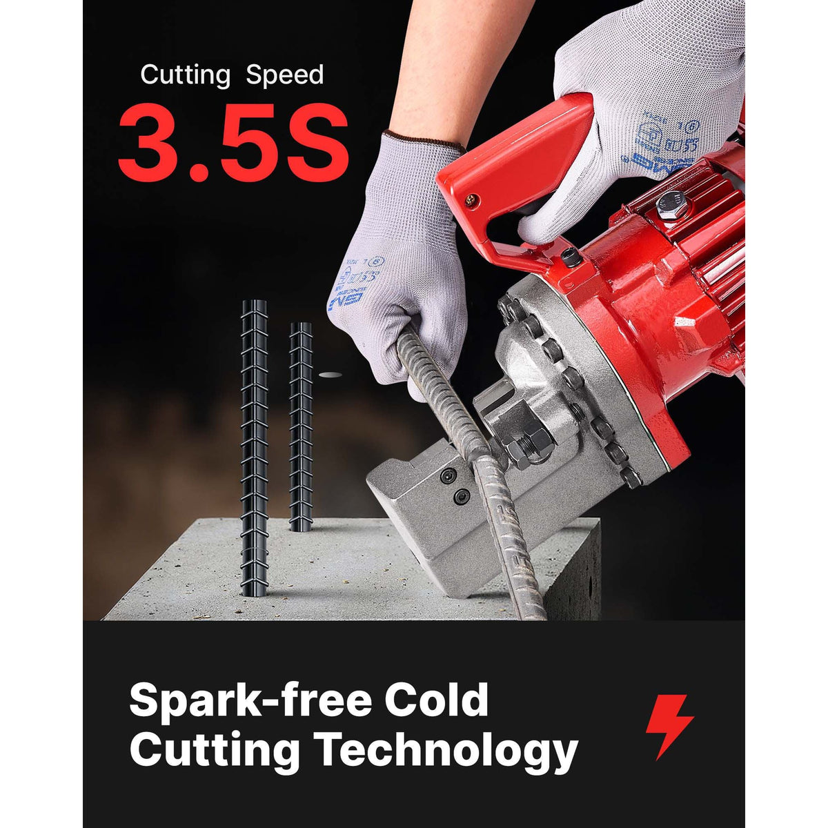 Electric Rebar Cutter, 1250W Portable Electric Hydraulic Rebar Cutter, Cutting up to 3/4 Inch #6 4-20mm Rebar within 4 Seconds,110V,with Easy to Carry Stainless Box