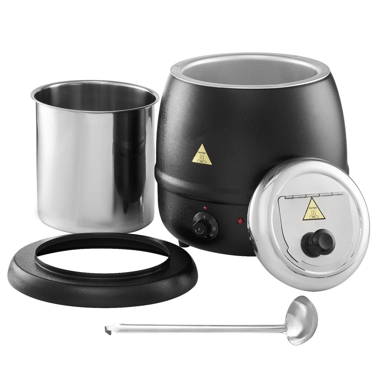 Electric Soup Warmer, 10QT Commercial Soup Kettle with 304 Stainless Steel Detachable Insert Pot, 95~176 Fahrenheit Adjustable Temperature, Soup Station for Restaurant and Big Family, Black