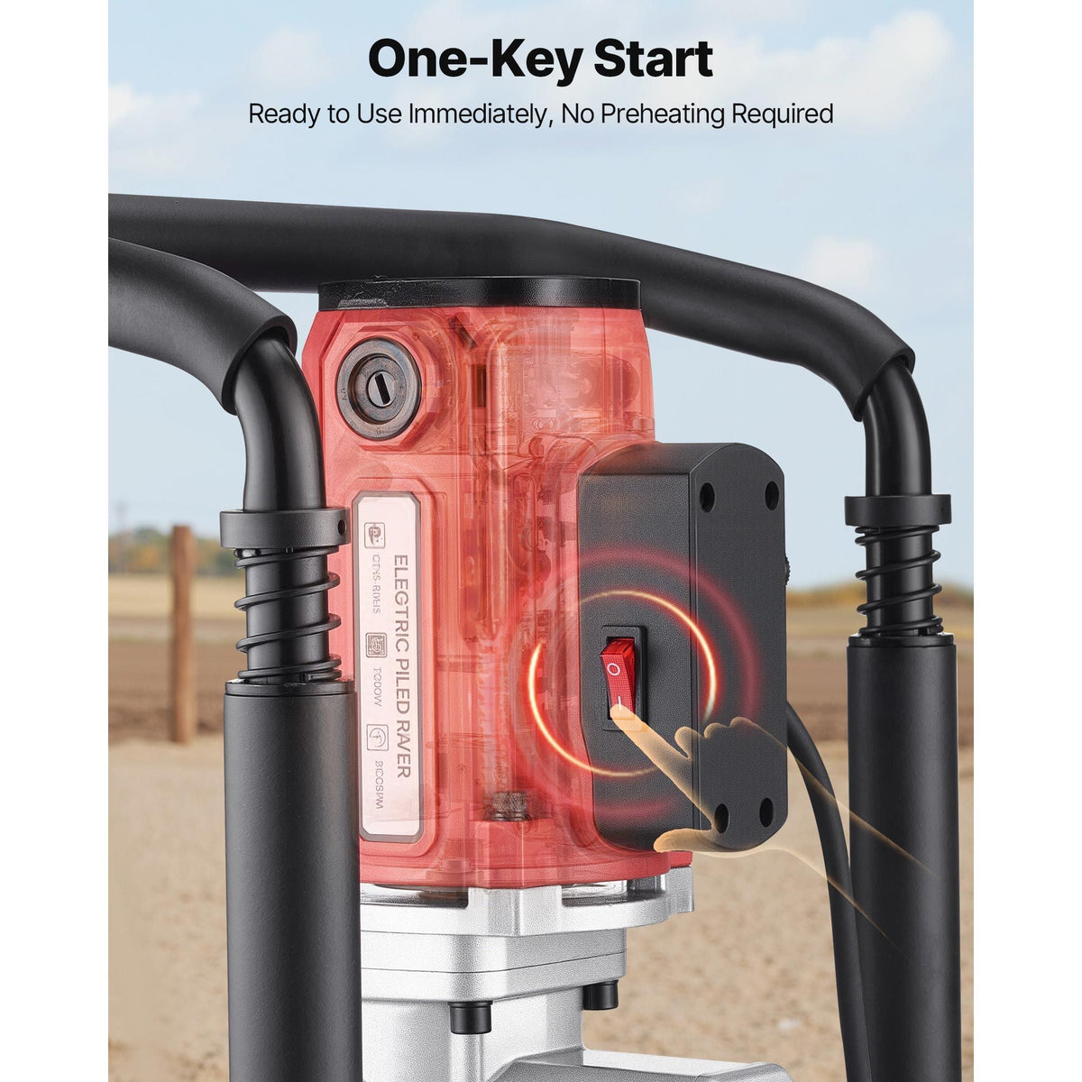 Electric T Post Driver, 2200W Handheld Post Pounder with 2.17 in/55mm, 2.76 in/70mm Sleeves, Powerful Pile Driver for Fence,Metal Fencing, Farm, Garden, Construction, Landscaping Projects