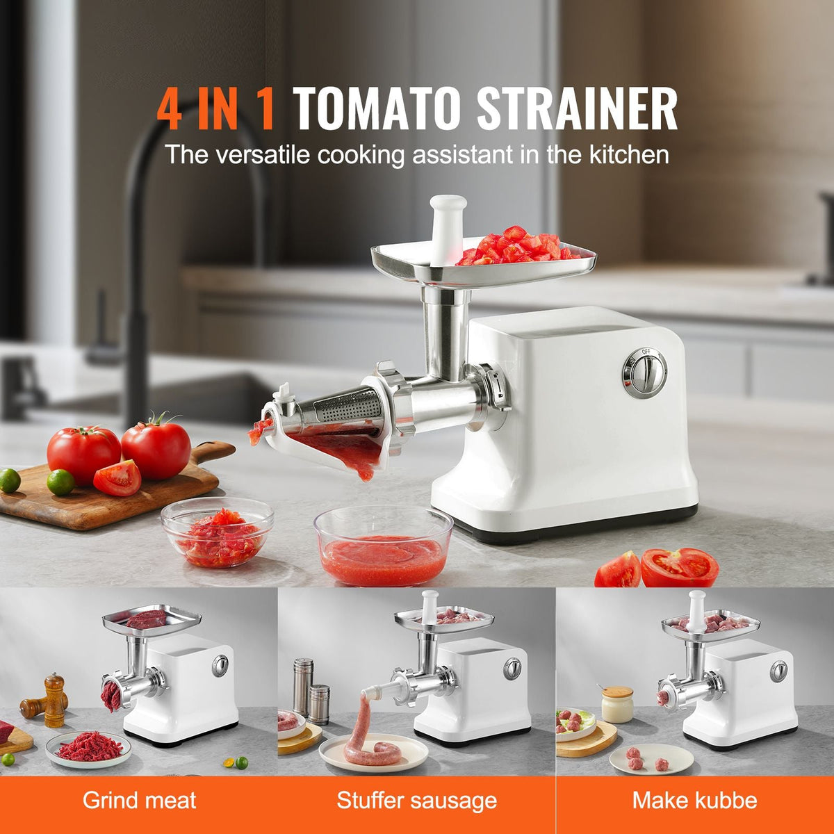 Electric Tomato Strainer, 700W Tomato Sauce Maker Machine, 5.5 LBS/Min Food Strainer and Sauce Maker, Pure Copper Motor Food Mill with Reverse Function for Tomato Strawberry Blueberry Sauce