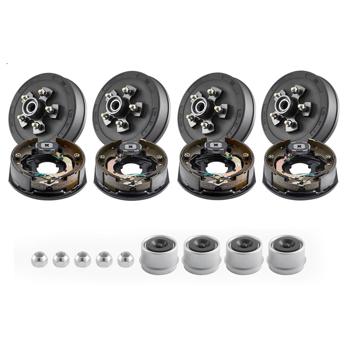 Electric Trailer Brake Assembly, 10 x 2-1/4 Inch, 2 Pairs Self-Adjusting Electric Brakes Kit for 3500 lbs Trailer Axle, Backing Plates for Braking System Part Replacement, Fit for Trailers, RVs