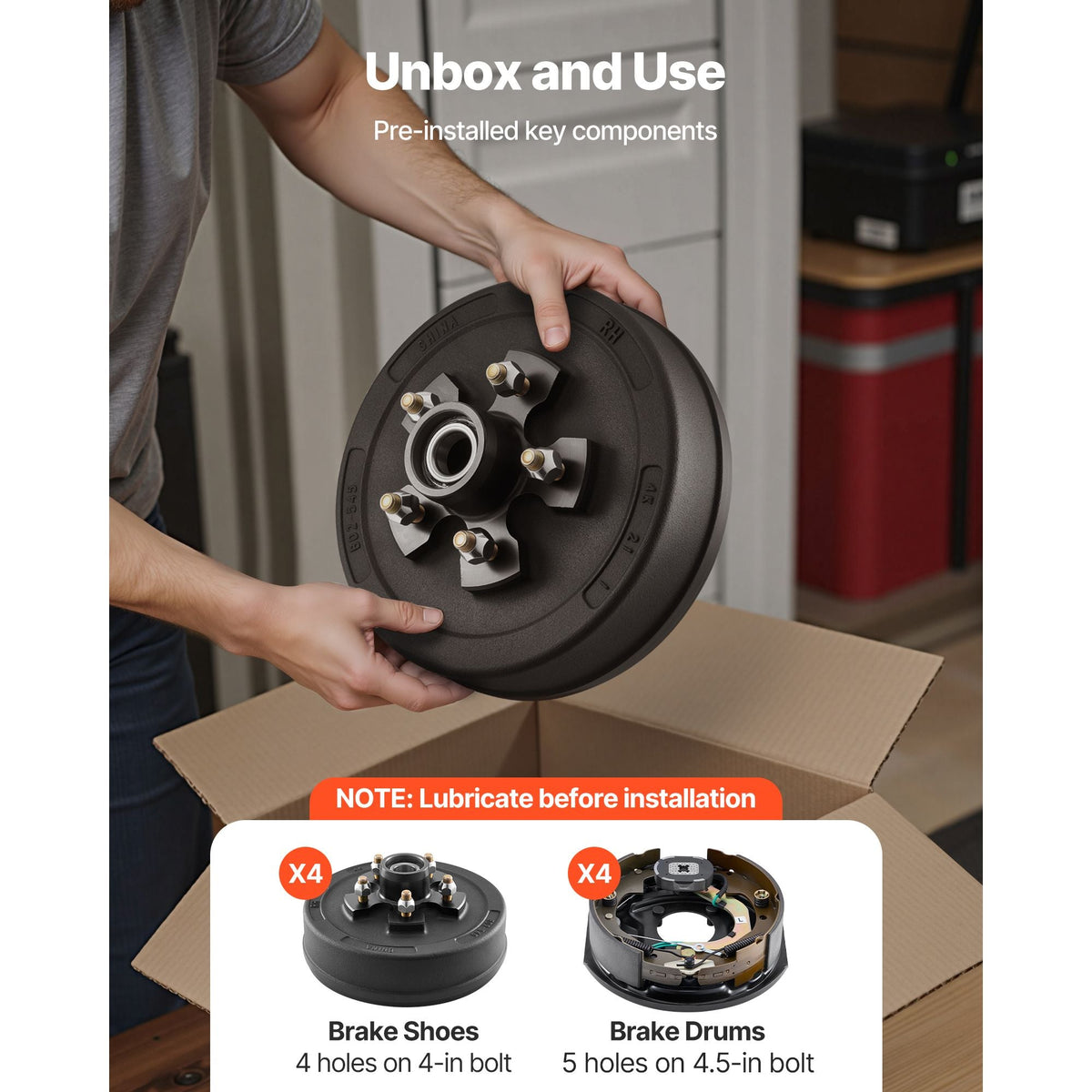 Electric Trailer Brake Assembly, 10 x 2-1/4 Inch, 2 Pairs Self-Adjusting Electric Brakes Kit for 3500 lbs Trailer Axle, Backing Plates for Braking System Part Replacement, Fit for Trailers, RVs