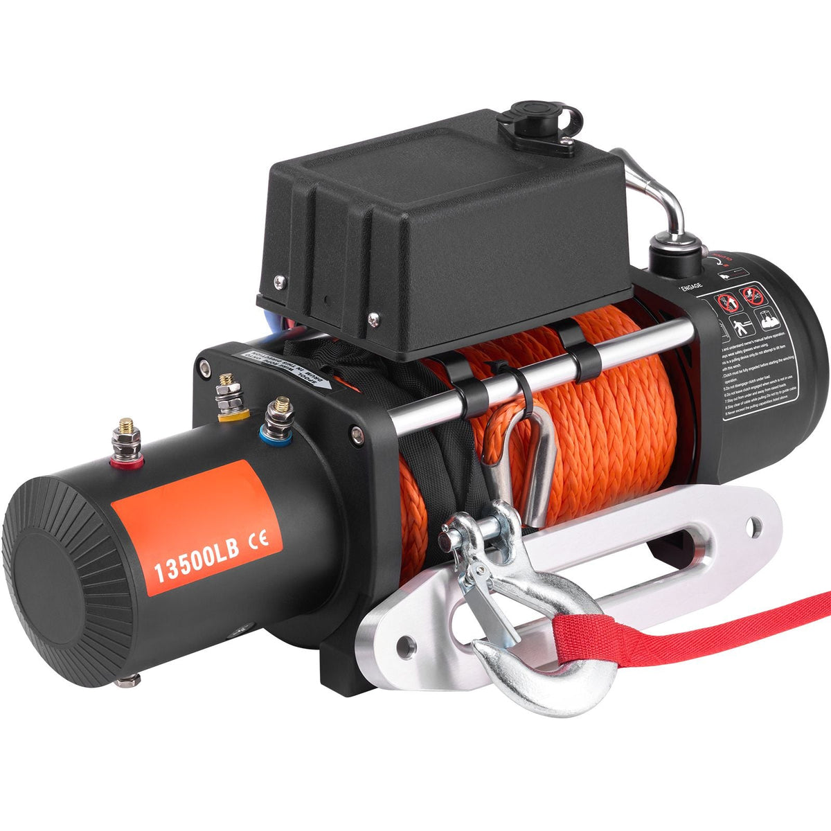 Electric Winch, 13500 lbs Load Capacity, 12V DC Truck Winch with Φ3/8 in x 80 ft Synthetic Rope, Wireless & Wired Remote Control, Suitable for Towing Off-Road SUV Jeep Trailer Boat