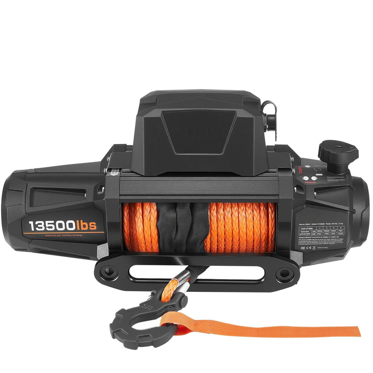 Electric Winch, 13500 lbs Load Capacity, 12V DC Truck Winch with Φ3/8 in x 92 ft Synthetic Rope, Wireless & Wired Remote Control, IP67 Waterproof for Towing Off-Road SUV Jeep Trailer Boat