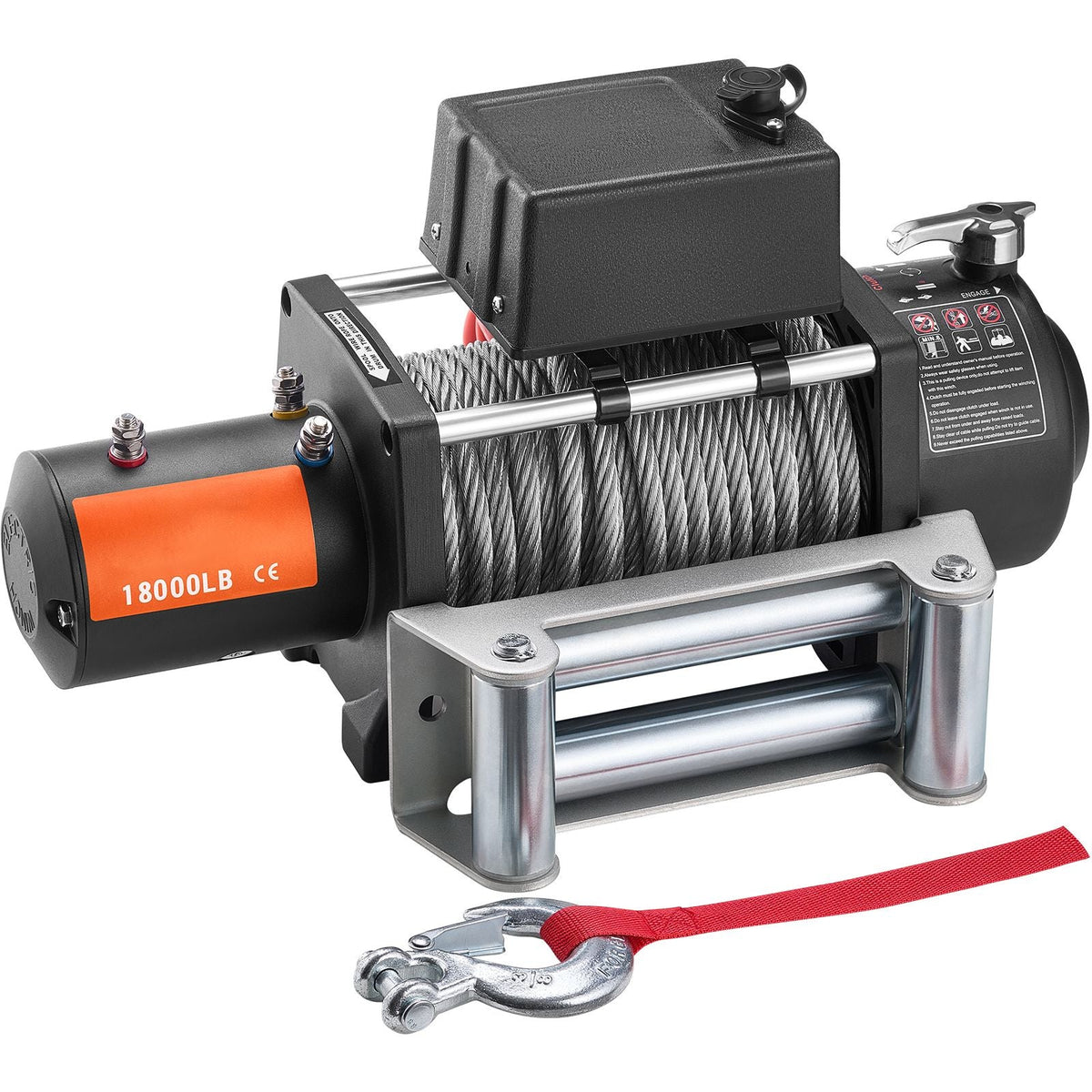 Electric Winch, 18,000 lb, 12V DC Truck Winch with Φ7/16 in x 85 ft Steel Cable Roller Fairlead Wireless & Wired Remote Control, IP55 Waterproof for Towing Off-Road SUV Jeep Truck Trailer Boat