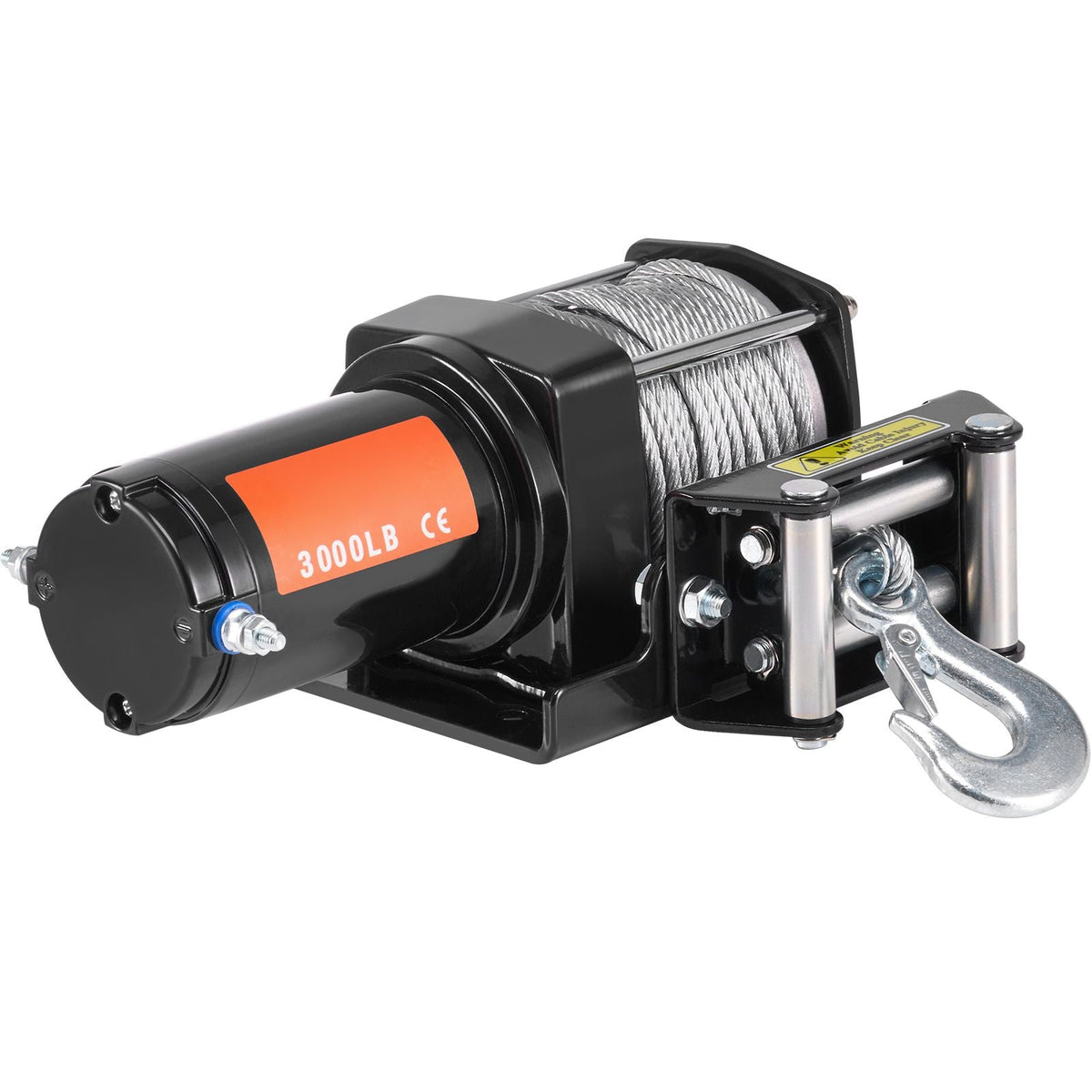 Electric Winch, 3000 lb Line Pull Capacity, 12V DC ATV/UTV Winch with Φ3/16 in x 39 ft 7 Strands Steel Cable Roller Fairlead Wired Remote Control, IP55 Waterproof for Towing UTV ATV Off-Road