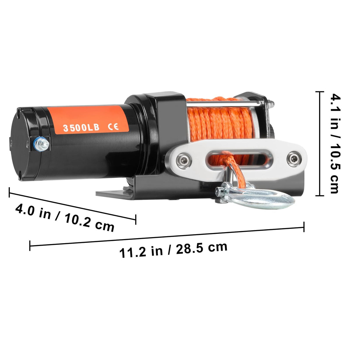 Electric Winch, 3500 lb Line Pull Capacity, 12V DC ATV/UTV Winch with Φ3/16 in x 39 ft 12 Strands Synthetic Rope Aluminum Fairlead Wired Remote Control, IP55 Waterproof for Towing UTV ATV Boat