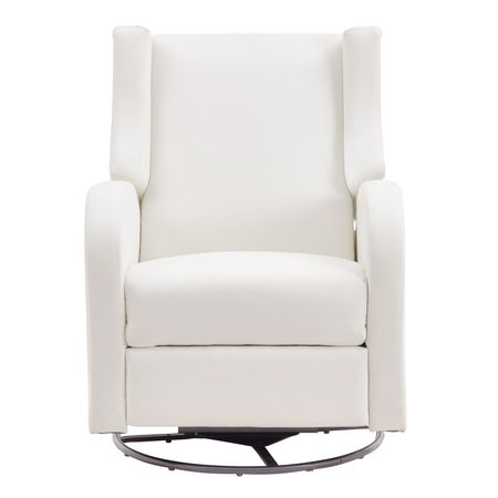 Electronic Power Recliner and Swivel Glider, 250 lbs Weight Capacity Swivel Glider Recliner Chair with USB Port, Polyester Surface Swivel Rocker Recliner for Living Room, Bedroom, Off White