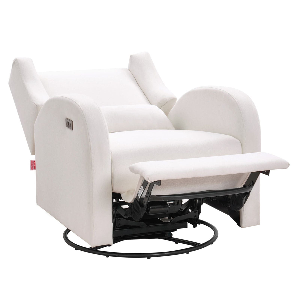 Electronic Power Recliner and Swivel Glider, 250 lbs Weight Capacity Swivel Glider Recliner Chair with USB Port, Polyester Surface Swivel Rocker Recliner for Living Room, Bedroom, Off White