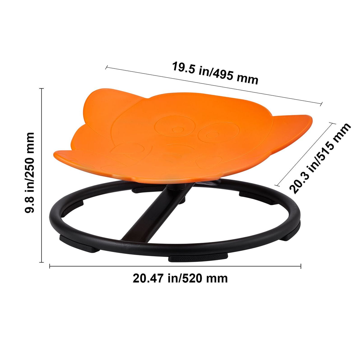 Elephant Kids Swivel Chair, 220 LBS Capacity, 360° Spinning Chair, Autistic Kids Sensory Toy Chair with Non-Slip Metal Base, Toddler Sit and Spin Chair for Coordination Balance Focus Orange
