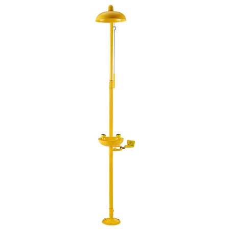 Emergency Shower Eye Wash Station, 34.25 x 15.75 x 91.73 Inch 304 Stainless Steel Eyewash and Shower Combination, OSHA-Approved First Aid Eye Wash Station, for Schools, Labs, Factories, Yellow