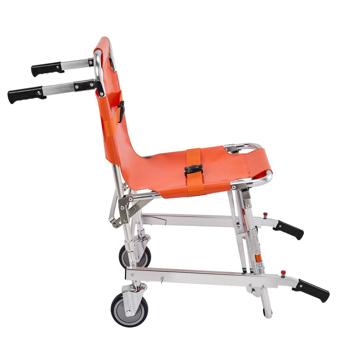 EMS Stair Chair, 350 lbs Load Capacity, Foldable Aluminum Emergency Stair Climbing Wheelchair with 2 Wheels, Portable Stair Lift Chair Ambulance Firefighter Evacuation Use for Elderly, Disabled