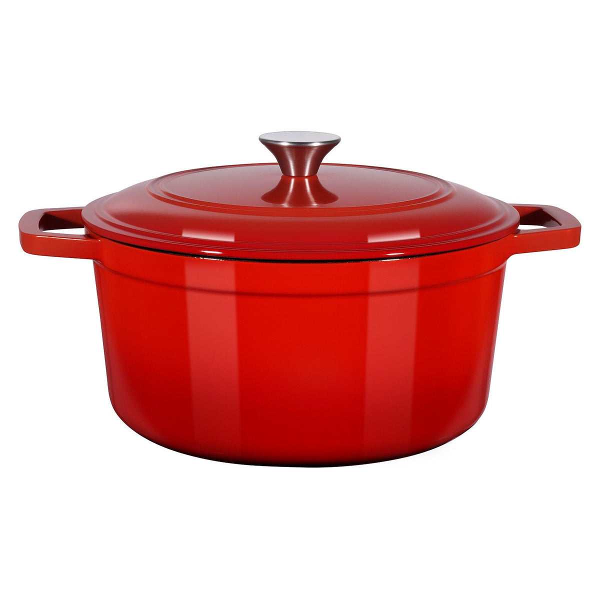 Enameled Cast Iron Dutch Oven, 6 Quart Pot with Lid and Dual Handles, Heavy-Duty Durable Cookware Pan, Oven Induction Compatible up to 500Fahrenheit, for Braising, Stews, Bread Baking, Red