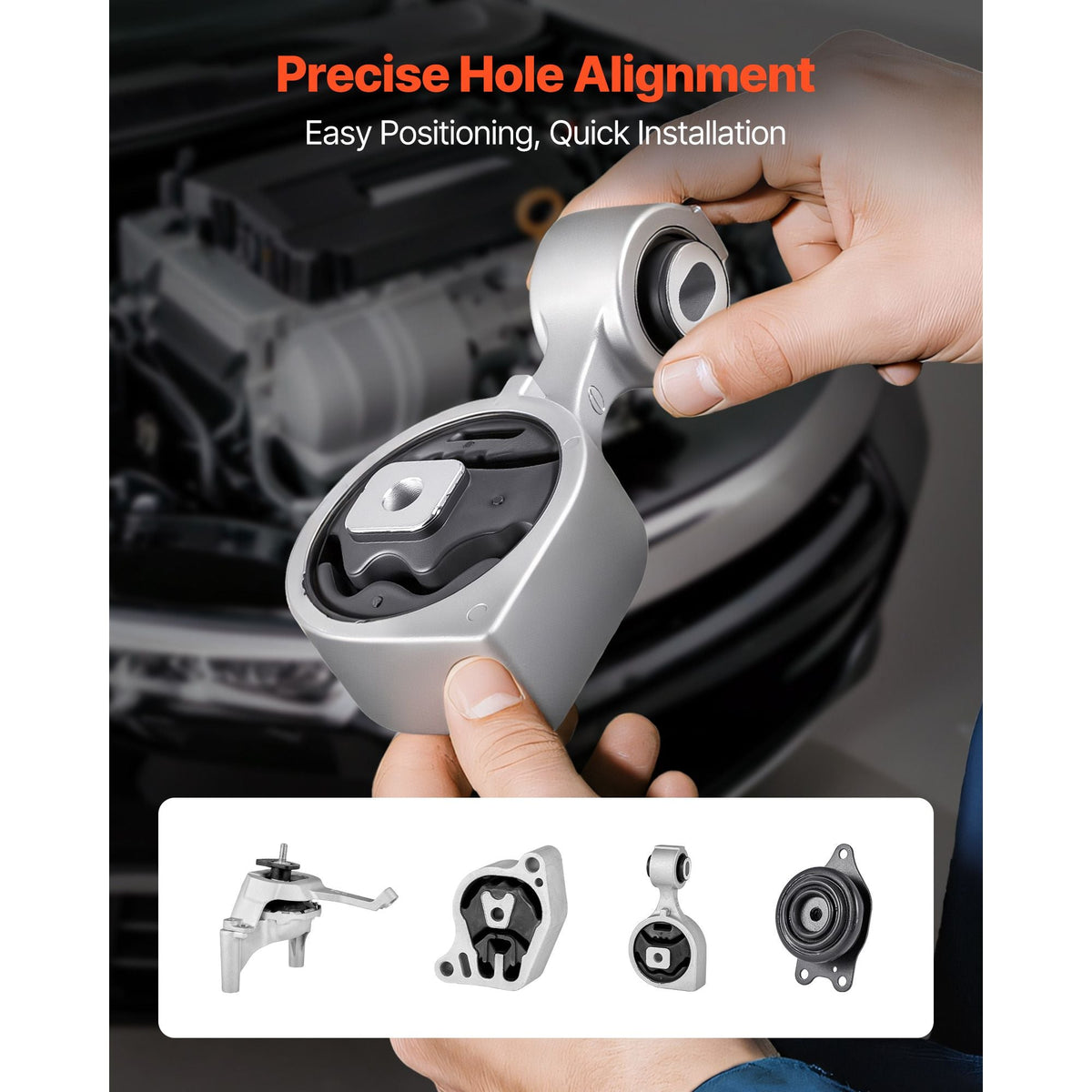Engine and Transmission Motor Mount Kit Replacement, Set of 4, Compatible with 2007–2017 Nissan Altima 2.5L L4, Replace OE# A4350, A4353, A4340, A4339, Secure Support