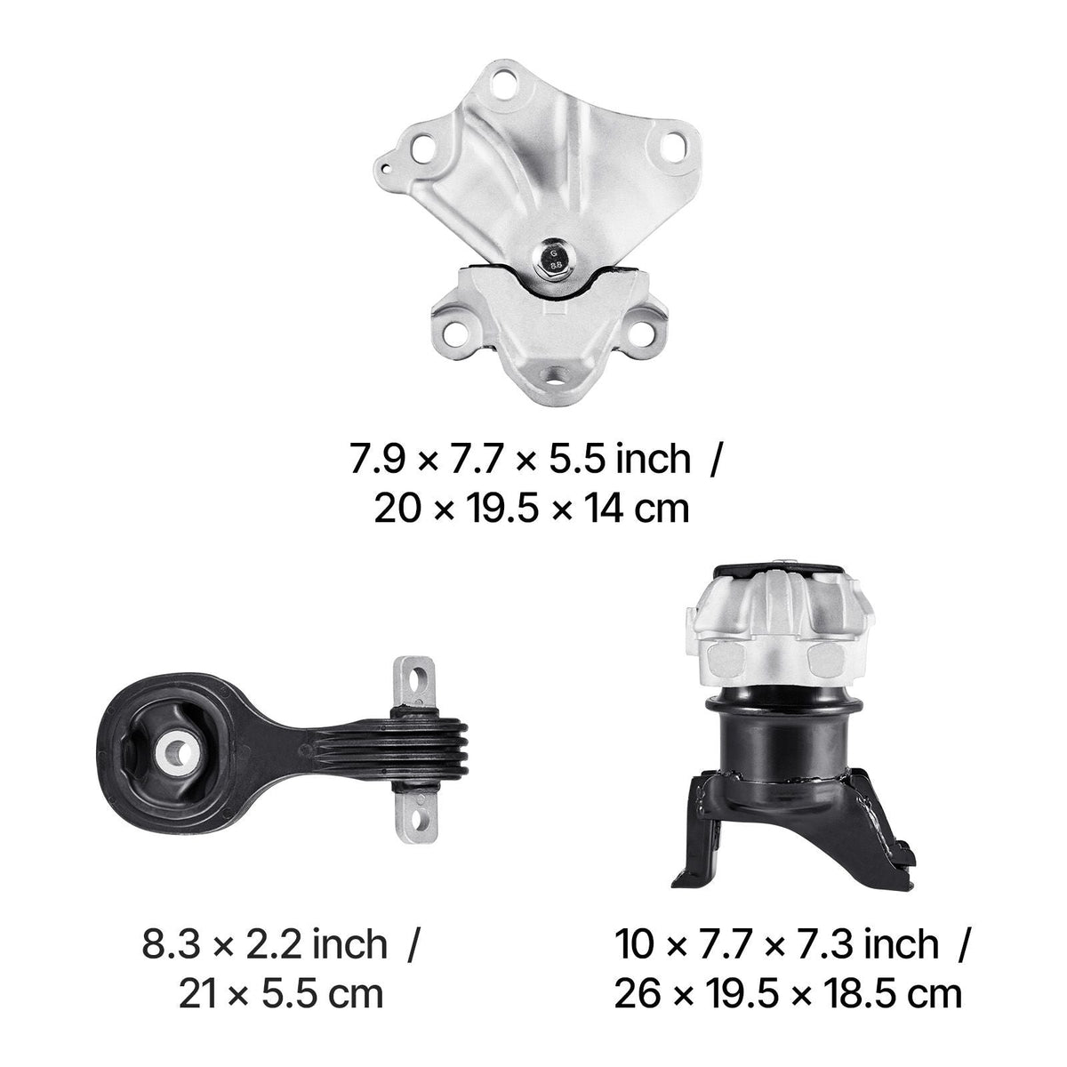 Engine Motor Mount and Transmission Mount Kit Replacement, Set of 3, Compatible with 2012–2013 Honda Civic 1.8L Coupe, Replace OE# A65048, A65021, A65087, Secure Support
