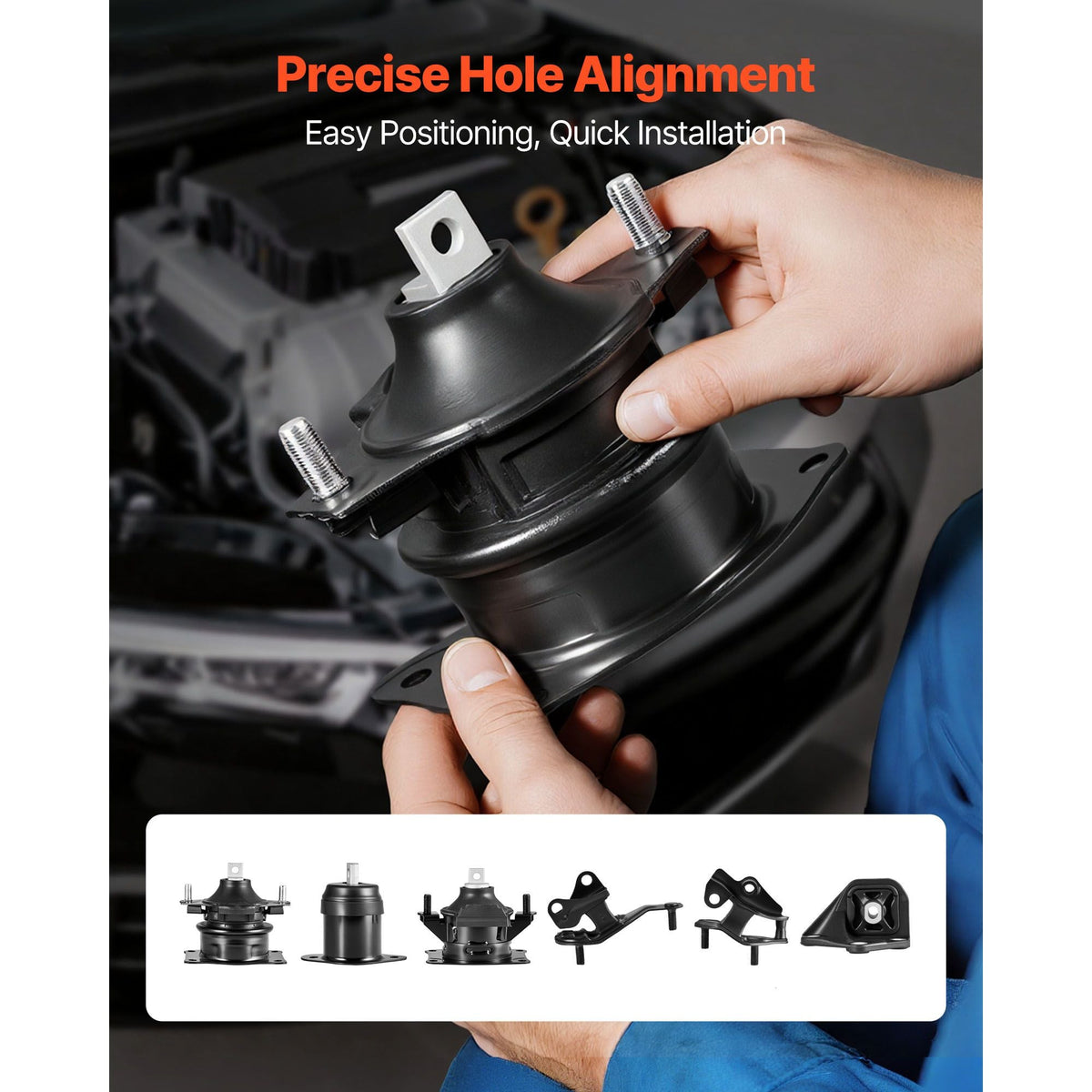 Engine Motor Mount and Transmission Mount Kit Replacement, Set of 6, Compatible with 2003–2007 Honda Accord 2.4L L4, Replace OE# A4526HY, A4517, A4516, A4510, A4509, A4542, Secure Support