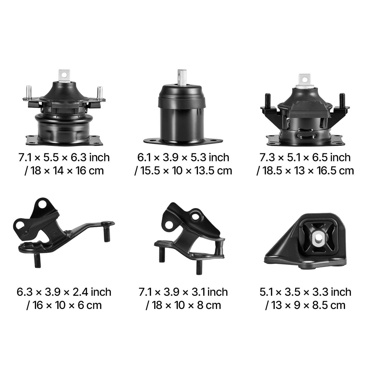 Engine Motor Mount and Transmission Mount Kit Replacement, Set of 6, Compatible with 2003–2007 Honda Accord 2.4L L4, Replace OE# A4526HY, A4517, A4516, A4510, A4509, A4542, Secure Support
