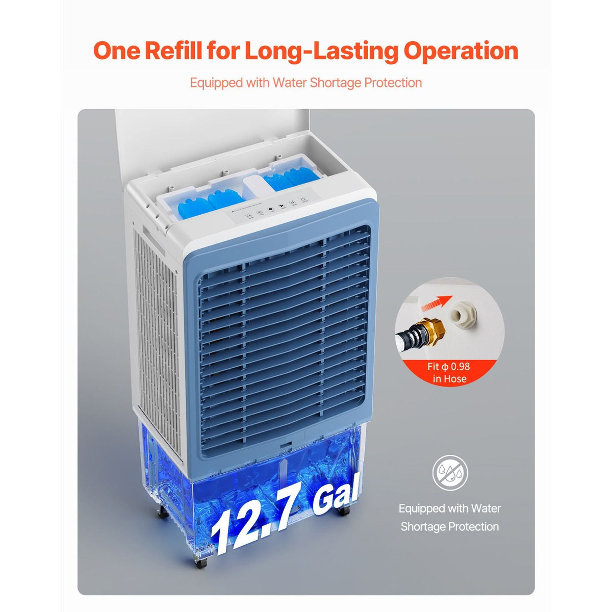 Evaporative Air Cooler, 4129 CFM with 12.7 Gallon Water Tank Swamp Cooler, Portable Cooling Fan with Remote Control, 12H Timer, 4 Ice Boxes, Quiet Operation, 3 Wind Speeds for Outdoor Indoor Use