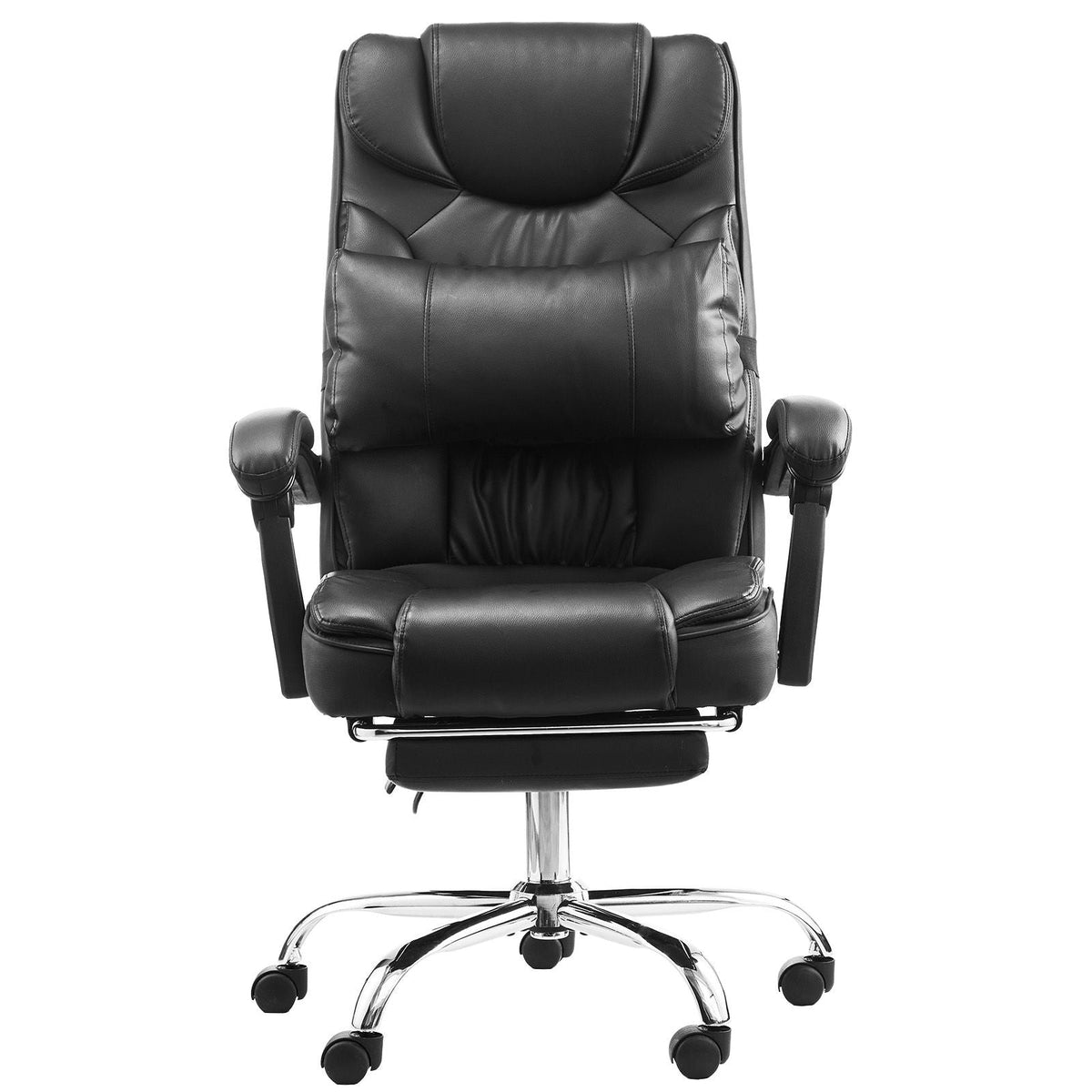 Executive Office Chair with Footrest, 300lb Capacity Office Chair with Lumbar Pillow, Height Adjustable Ergonomic Chair, PU Leather Reclining Home Office Desk Chairs, Black