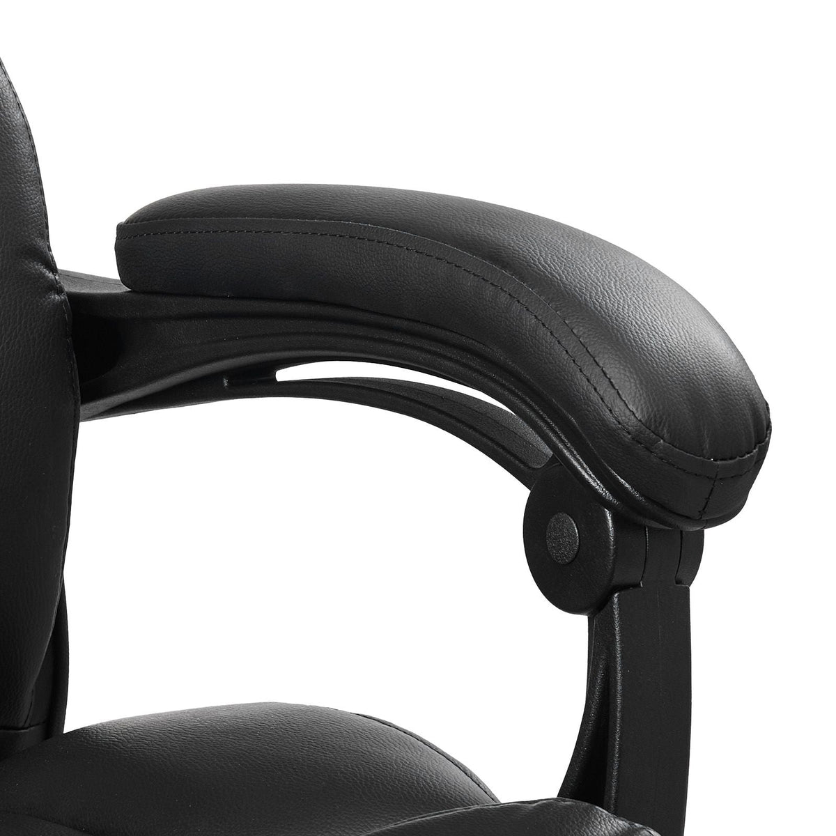 Executive Office Chair with Footrest, 300lb Capacity Office Chair with Lumbar Pillow, Height Adjustable Ergonomic Chair, PU Leather Reclining Home Office Desk Chairs, Black