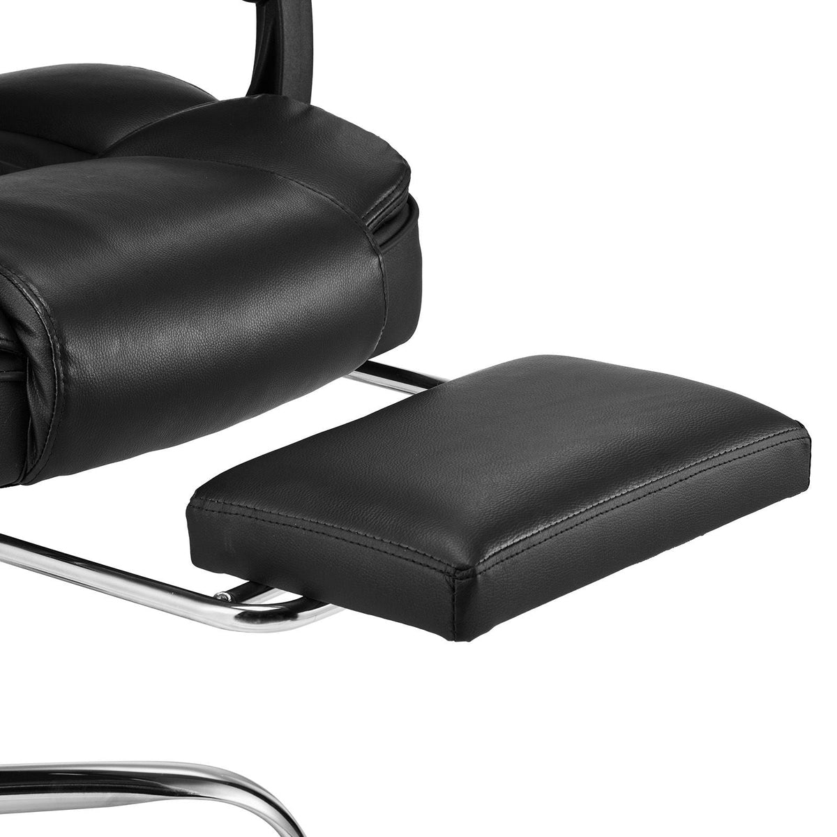 Executive Office Chair with Footrest, 300lb Capacity Office Chair with Lumbar Pillow, Height Adjustable Ergonomic Chair, PU Leather Reclining Home Office Desk Chairs, Black