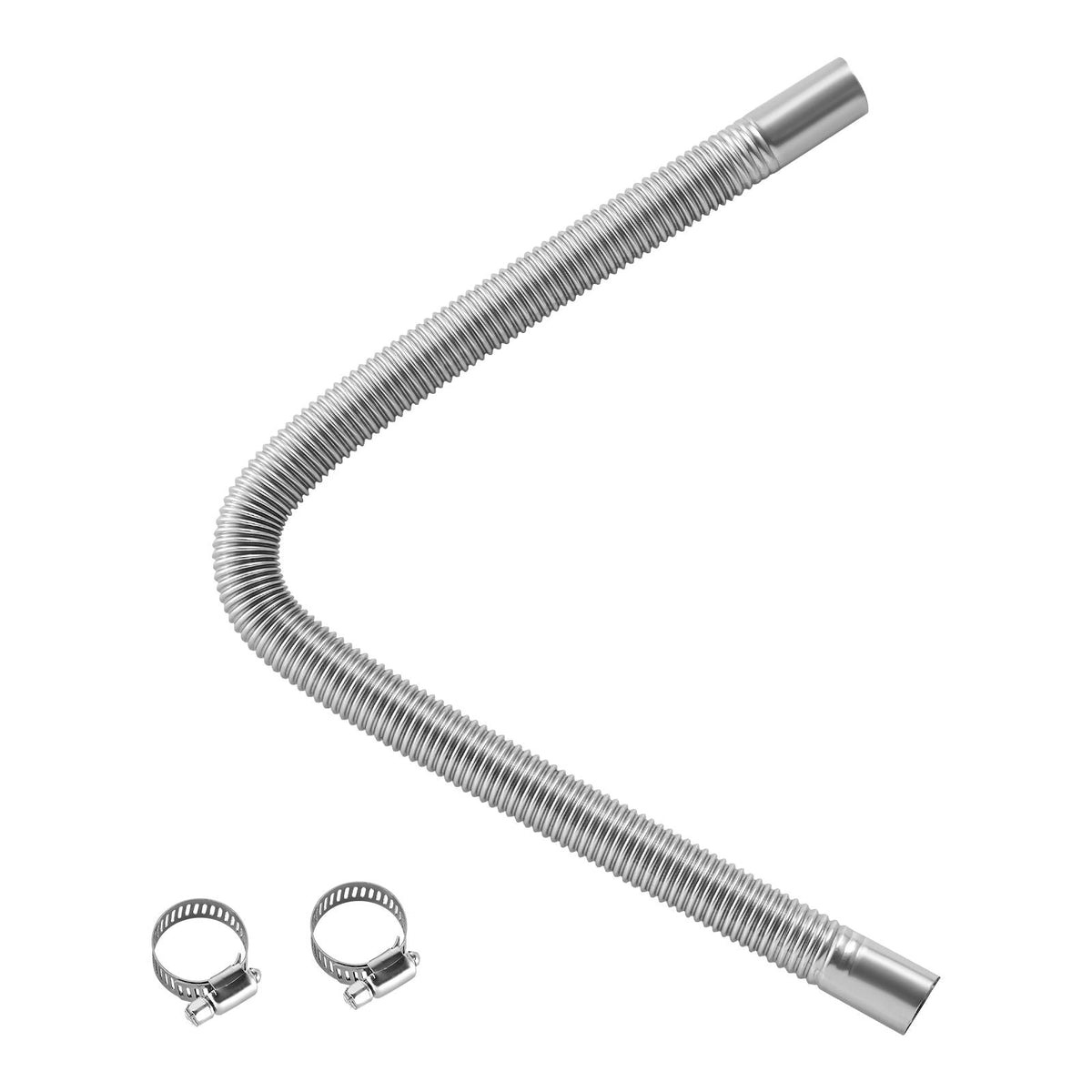 Exhaust Hose, 23.6 inch Diesel Heater Flexible Exhaust Pipe, Stainless Steel Exhausts Hoses with 2 Hose Clamps, Air Diesel Parking Heater Exhausts Hoses Line for 2KW 5KW 8KW Diesels Heaters