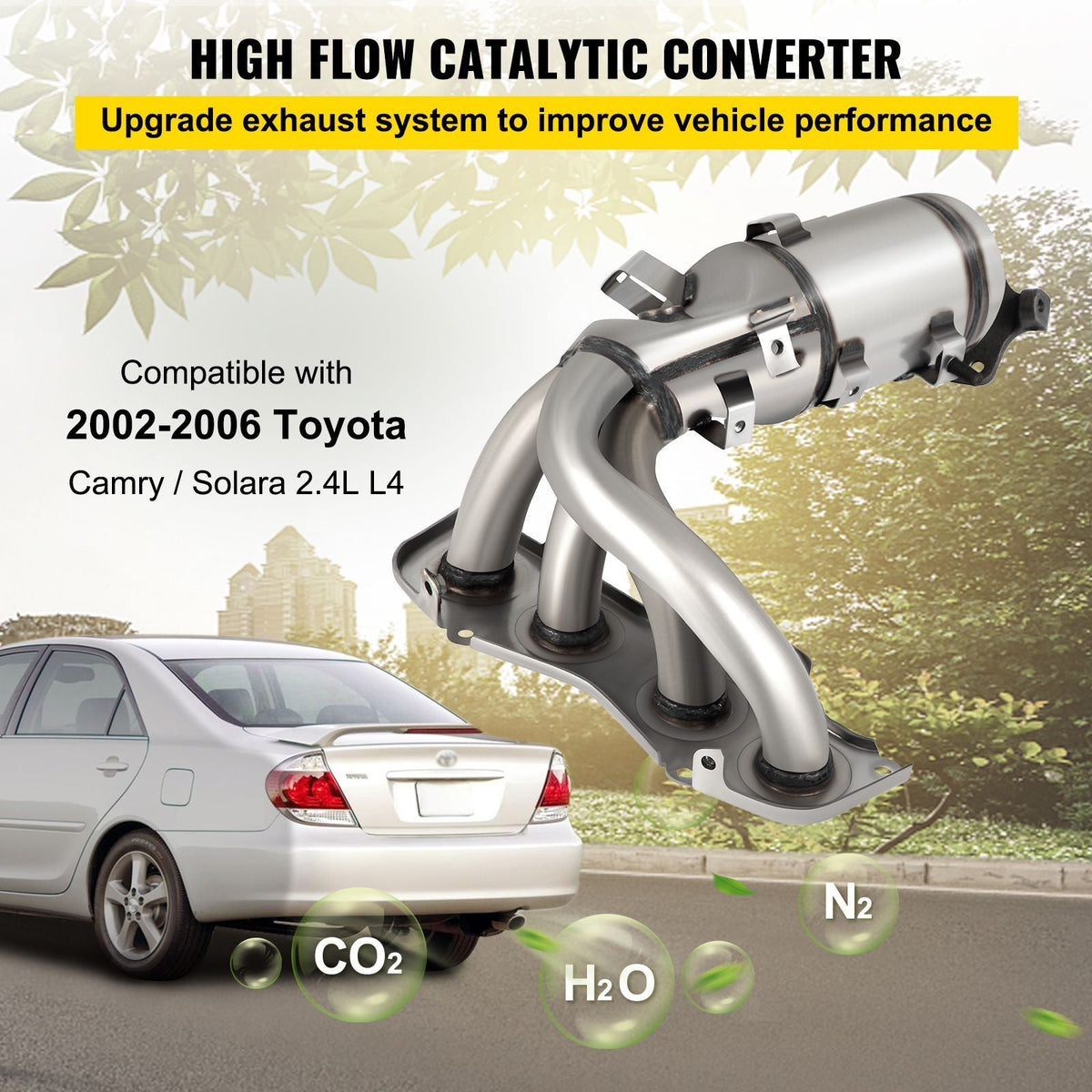 Exhaust Manifold Catalytic Converter Headers For Toyota Camry Solara 2002-2006 2.4L