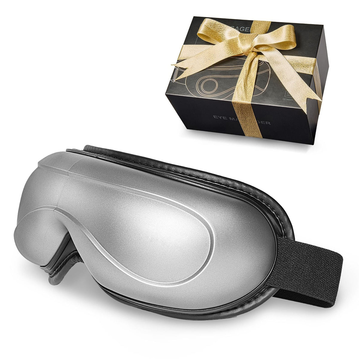 Eye Massager with Heat, Heated Eye Massage Mask with 5 Modes and Bluetooth Music, 180° Foldable Eye Care Massager for Migraines, Eye Strain, Dark Circles, Ideal Gift for Mom/Dad, Gray