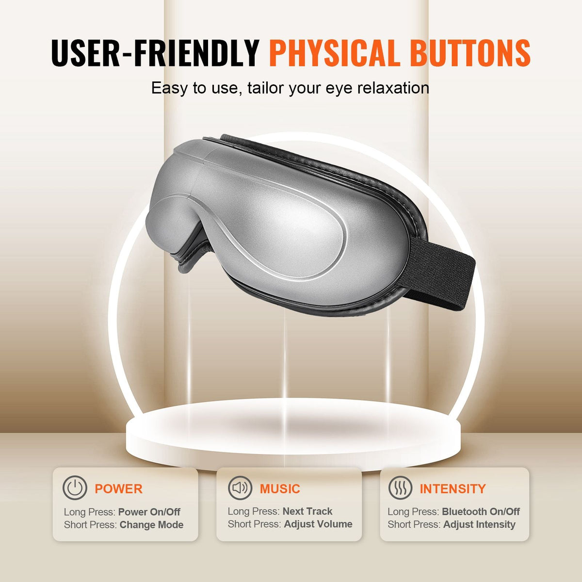Eye Massager with Heat, Heated Eye Massage Mask with 5 Modes and Bluetooth Music, 180° Foldable Eye Care Massager for Migraines, Eye Strain, Dark Circles, Ideal Gift for Mom/Dad, Gray