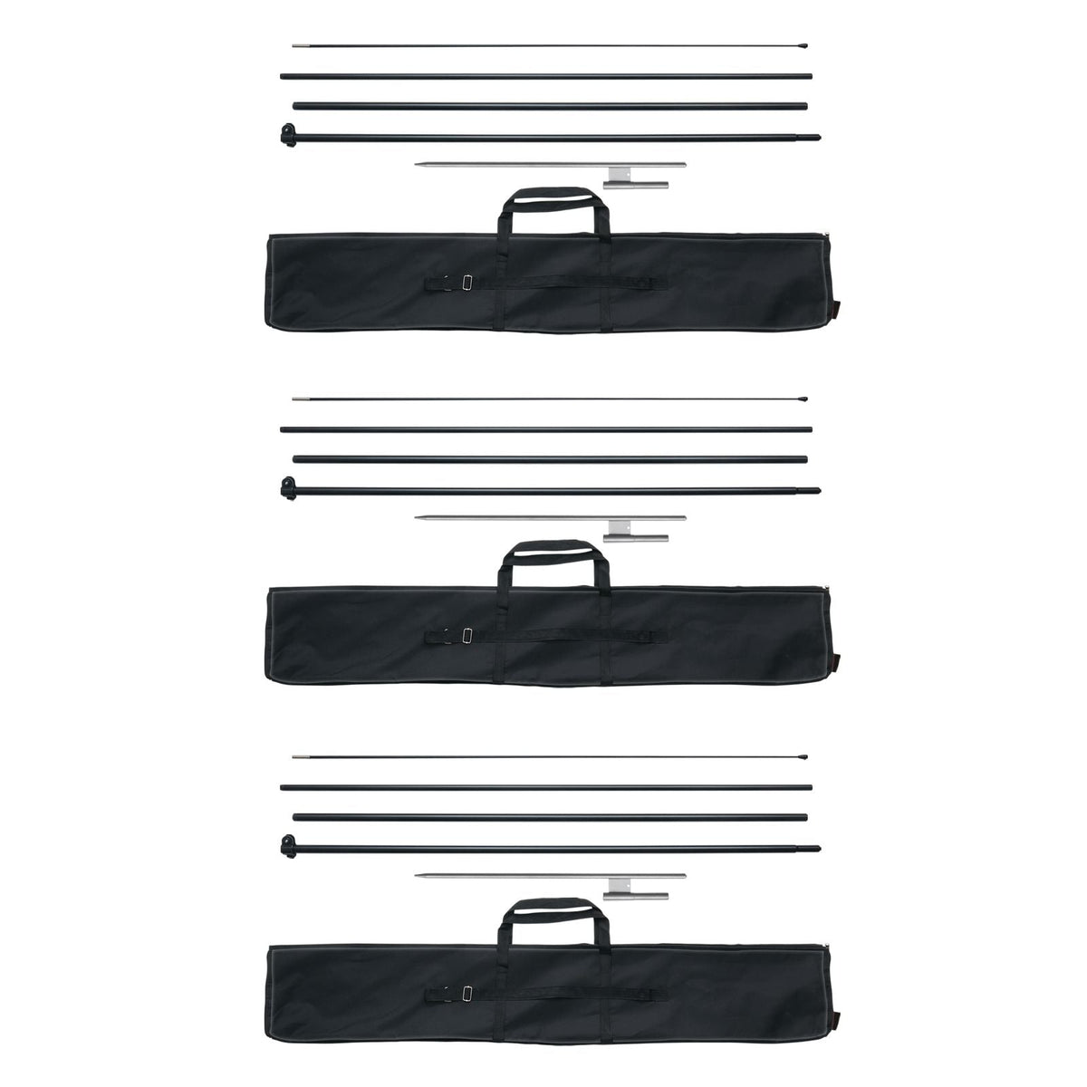 Feather Flag Pole Kit, 3 Packs Swooper Flag Pole 16.3 ft, Sign Flag Poles for Business Advertising Flags Outdoor, with Ground Stakes and A Carrying Bag (Flag Not Included)