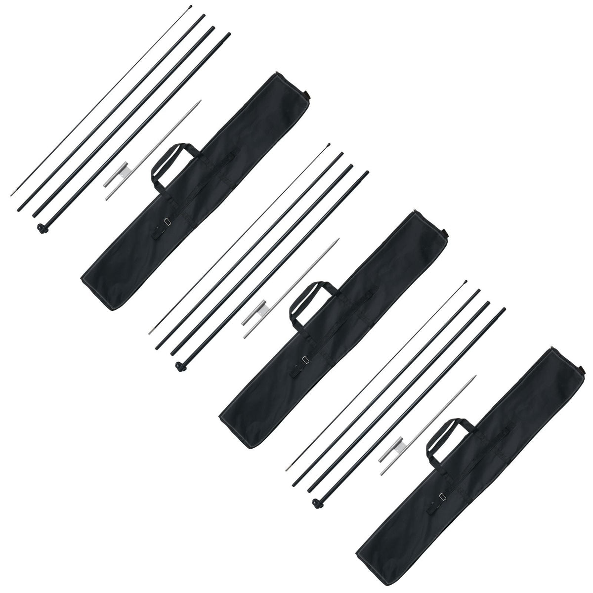 Feather Flag Pole Kit, 3 Packs Swooper Flag Pole 16.3 ft, Sign Flag Poles for Business Advertising Flags Outdoor, with Ground Stakes and A Carrying Bag (Flag Not Included)