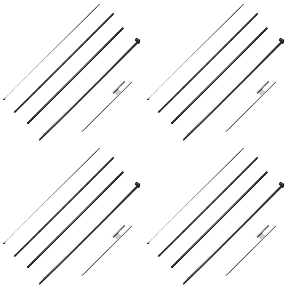 Feather Flag Pole Kit, 4 Packs Swooper Flag Pole 16.3 ft, Sign Flag Poles for Business Advertising Flags Outdoor, with Ground Stakes and A Carrying Bag (Flag Not Included)