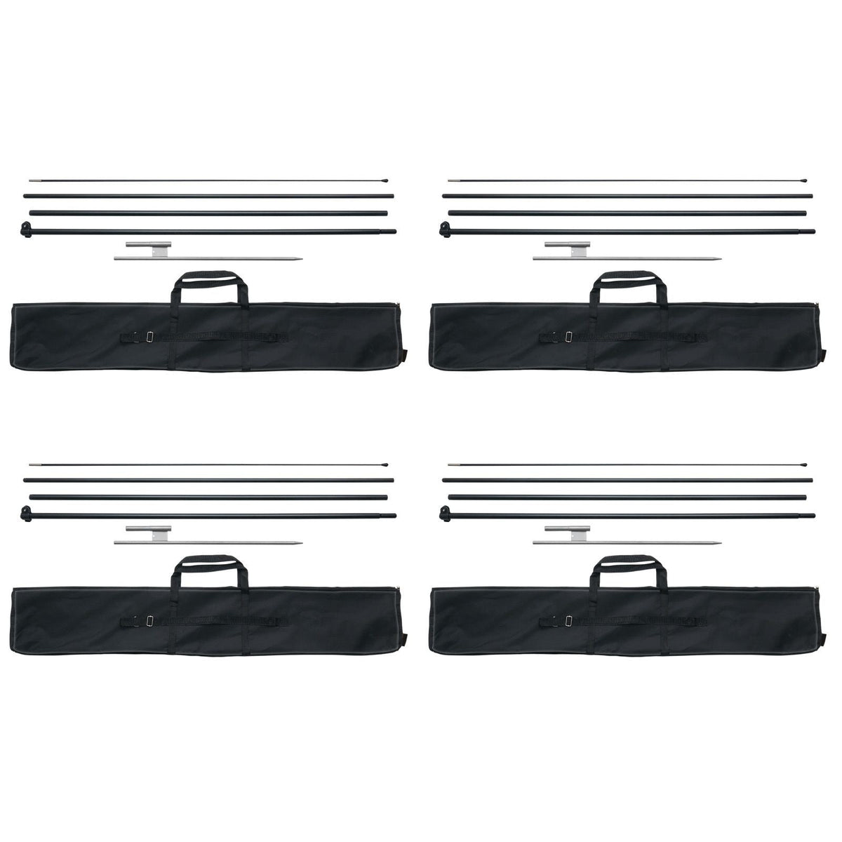 Feather Flag Pole Kit, 4 Packs Swooper Flag Pole 16.3 ft, Sign Flag Poles for Business Advertising Flags Outdoor, with Ground Stakes and A Carrying Bag (Flag Not Included)