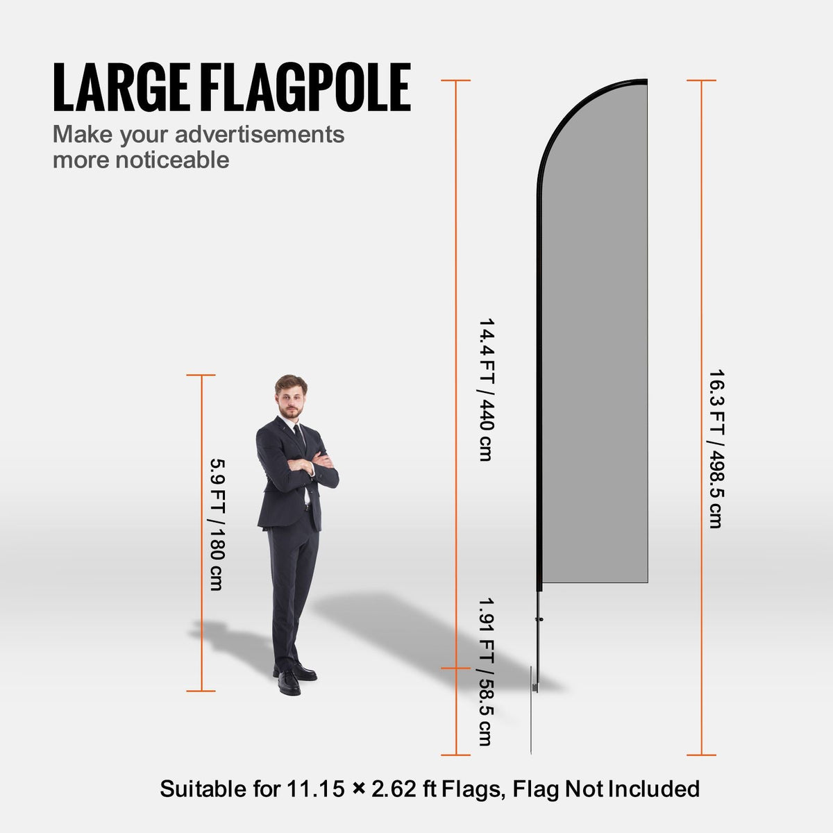 Feather Flag Pole Kit, 4 Packs Swooper Flag Pole 16.3 ft, Sign Flag Poles for Business Advertising Flags Outdoor, with Ground Stakes and A Carrying Bag (Flag Not Included)
