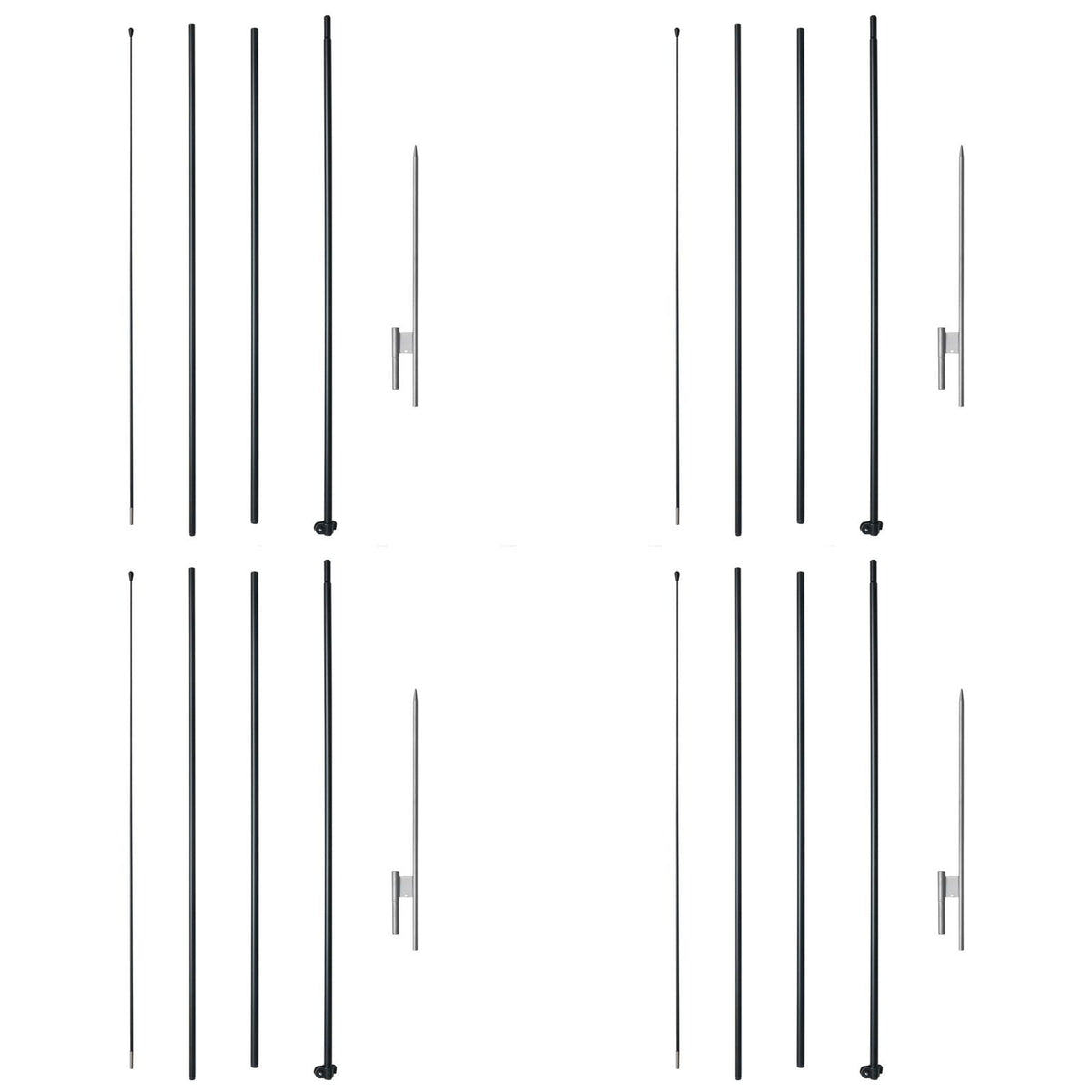 Feather Flag Pole Kit, 4 Packs Swooper Flag Pole 16.3 ft, Sign Flag Poles for Business Advertising Flags Outdoor, with Ground Stakes and A Carrying Bag (Flag Not Included)