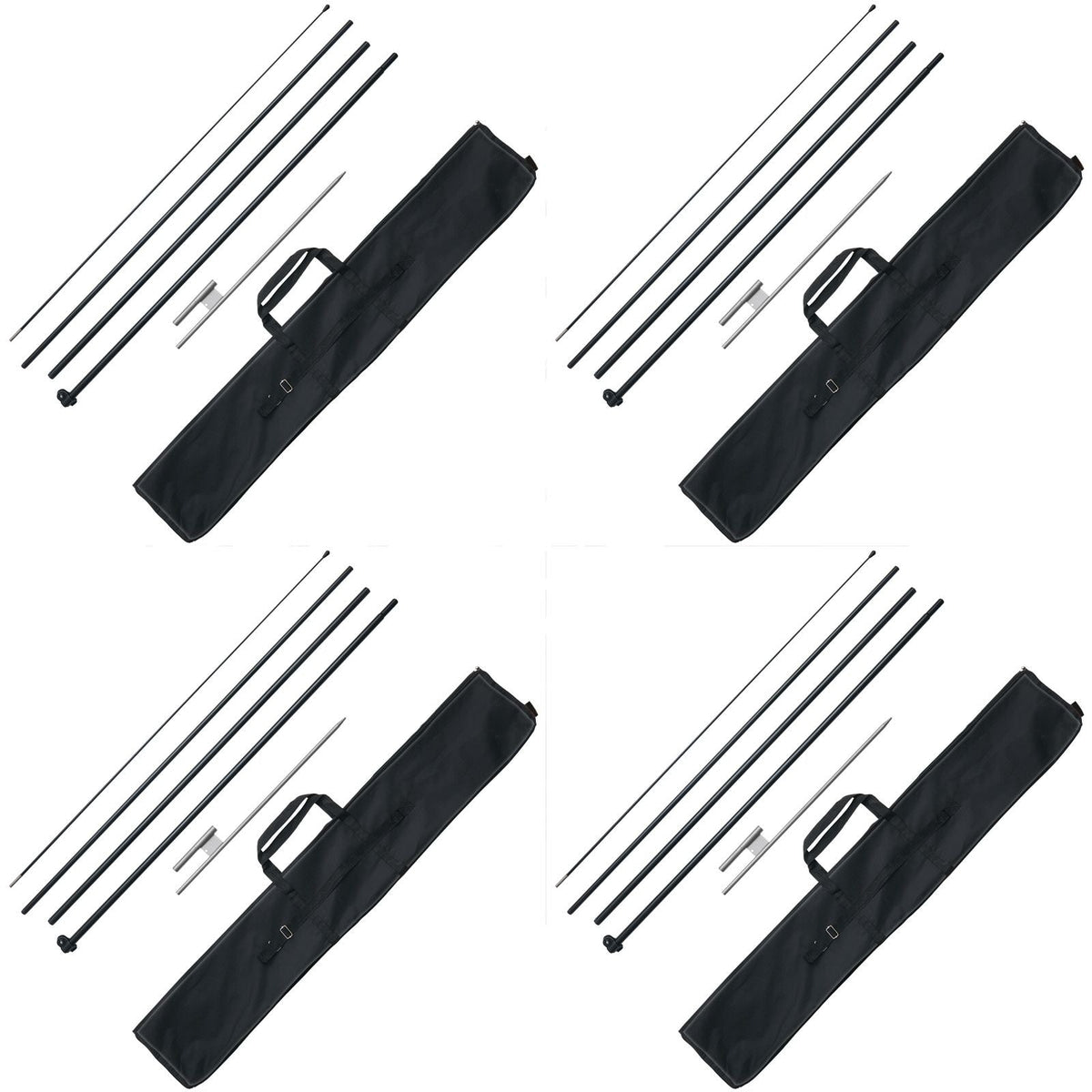 Feather Flag Pole Kit, 4 Packs Swooper Flag Pole 16.3 ft, Sign Flag Poles for Business Advertising Flags Outdoor, with Ground Stakes and A Carrying Bag (Flag Not Included)