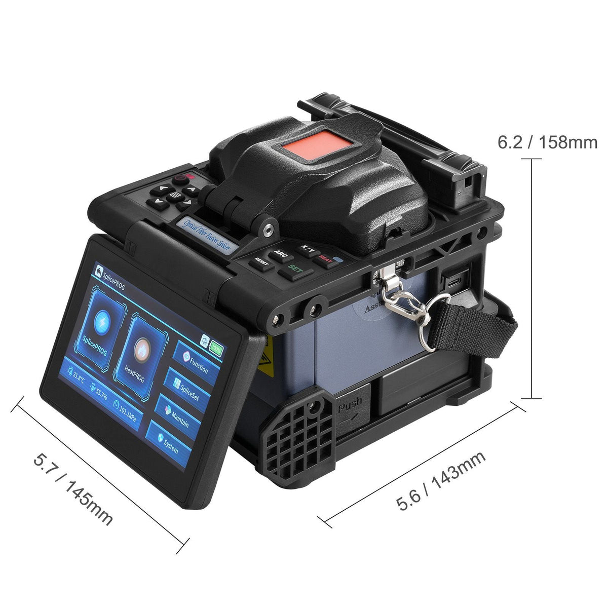 Fiber Fusion Splicer 6-Motor, Core Alignment Fiber Optic Splicer 6s Splicing & 13s Heating, Fiber Splicer Machine with 5" LCD Screen, 3 in 1 Fiber Holder, 7800mAh Battery for SM MM DS NZDS Fiber