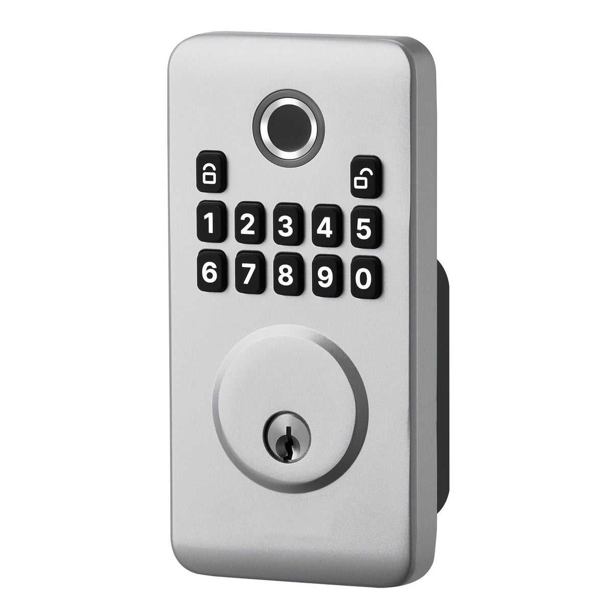 Fingerprint Door Lock Set, Electronic Biometric Deadbolt Keyless Entry Door Lock with Handle, Pioneering Easy-Grip Design, Auto Locking, One-Time Code, Anti-Peeking Password, for Home, Silver
