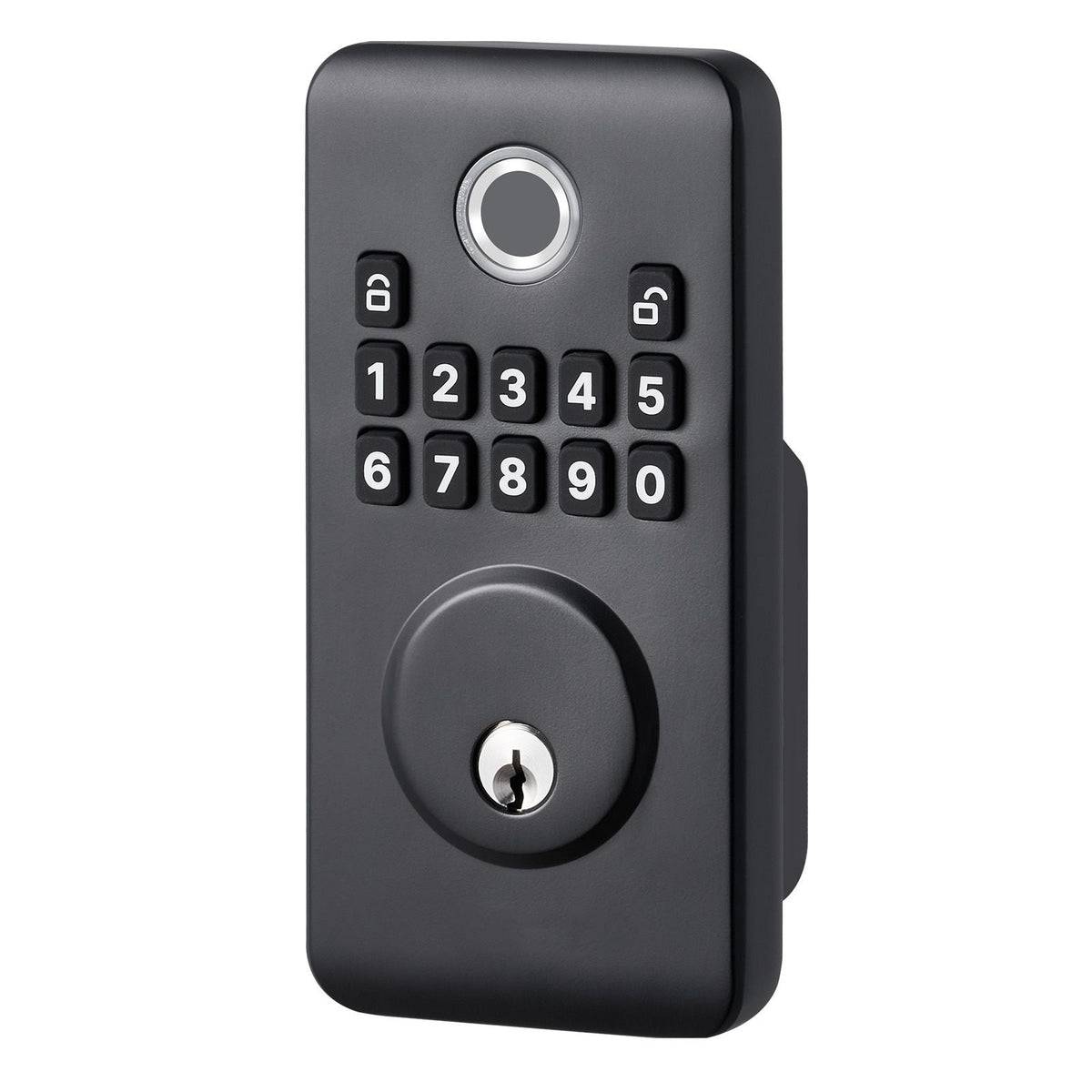 Fingerprint Door Lock Set, Electronic Biometric Deadbolt Keyless Entry Door Lock with Handle, Pioneering Easy-Grip Design, Auto Locking, One-Time Code, Anti-Peeking Password, Matte Black