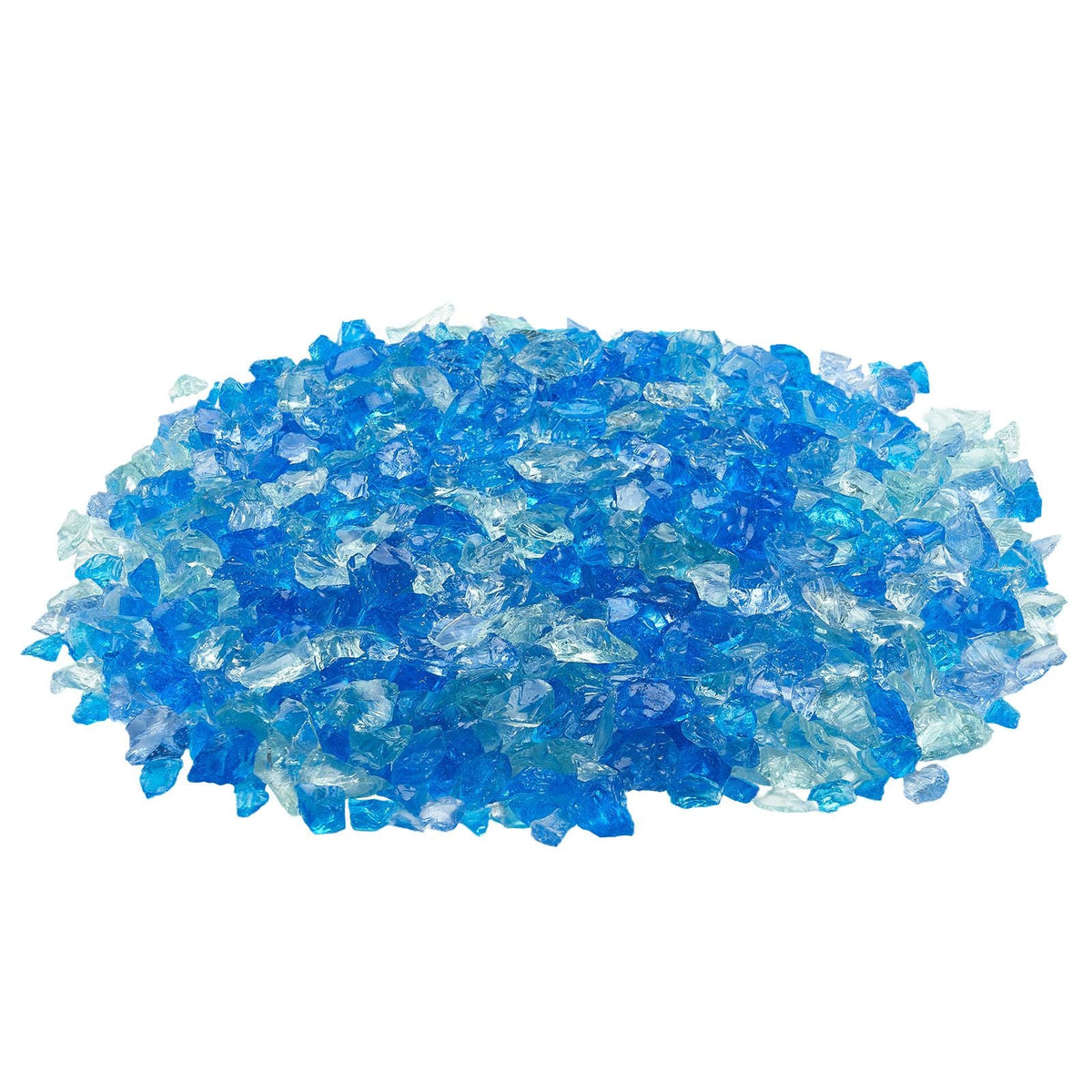 Fire Glass, 10 LBS / 4.5 KG Fireplace Rocks, 3/4-Inch / 19.05 mm Reflective Firepit Glass Rock, High Luster Stone Landscaping for Fire Pit Table, Aqua Blue + Caribbean Blue + Aqua Green