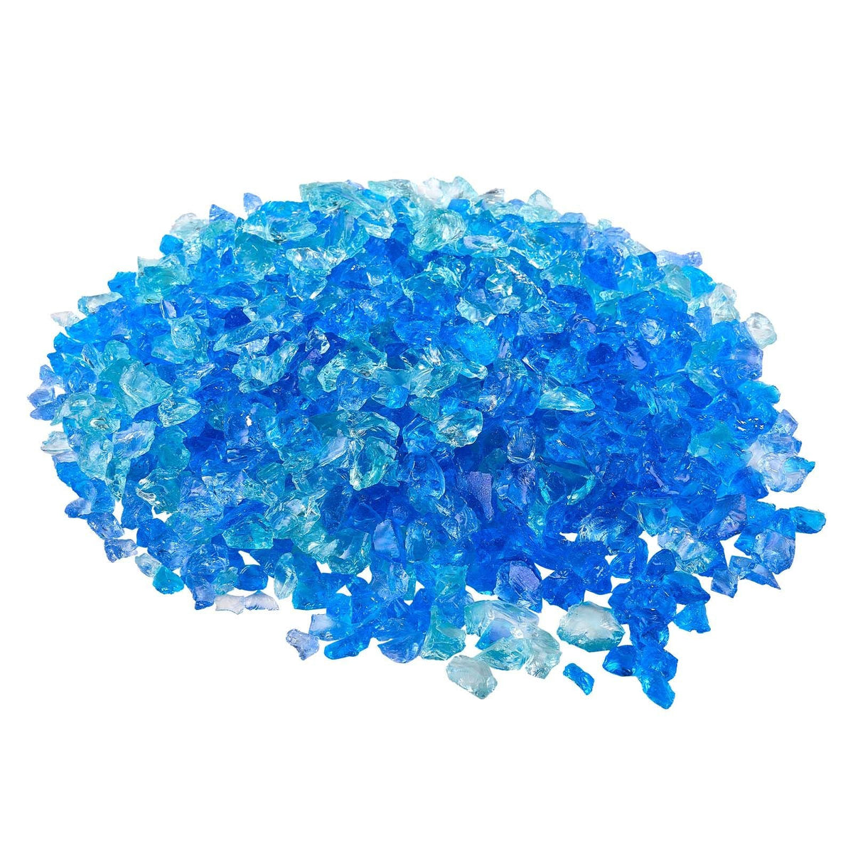 Fire Glass, 10 LBS / 4.5 KG Fireplace Rocks, 3/4-Inch / 19.05 mm Reflective Firepit Glass Rock, High Luster Stone Landscaping for Fire Pit Table, Aqua Blue + Caribbean Blue + Aqua Green