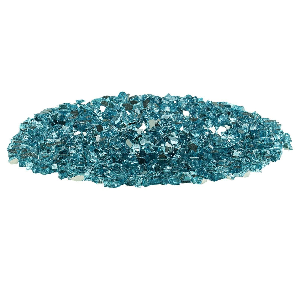 Fire Glass, 10 LBS / 4.5 KG High-Temperature Resistant Fireplace Rocks, 1/2-Inch / 12.7 mm Reflective & Smokeless Firepit Glass Rock, High Luster Stone Landscaping for Fire Pit Table, Aqua Blue