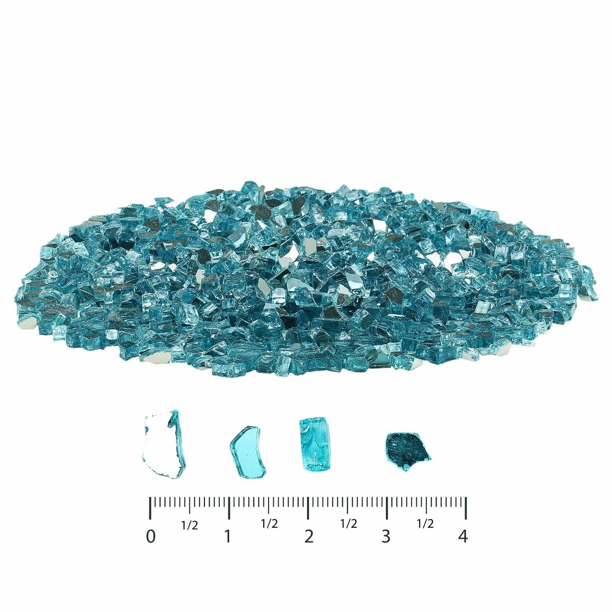 Fire Glass, 20 LBS / 9 KG High-Temperature Resistant Fireplace Rocks, 1/2-Inch / 12.7 mm Reflective & Smokeless Firepit Glass Rock, High Luster Stone Landscaping for Fire Pit Table, Aqua Blue