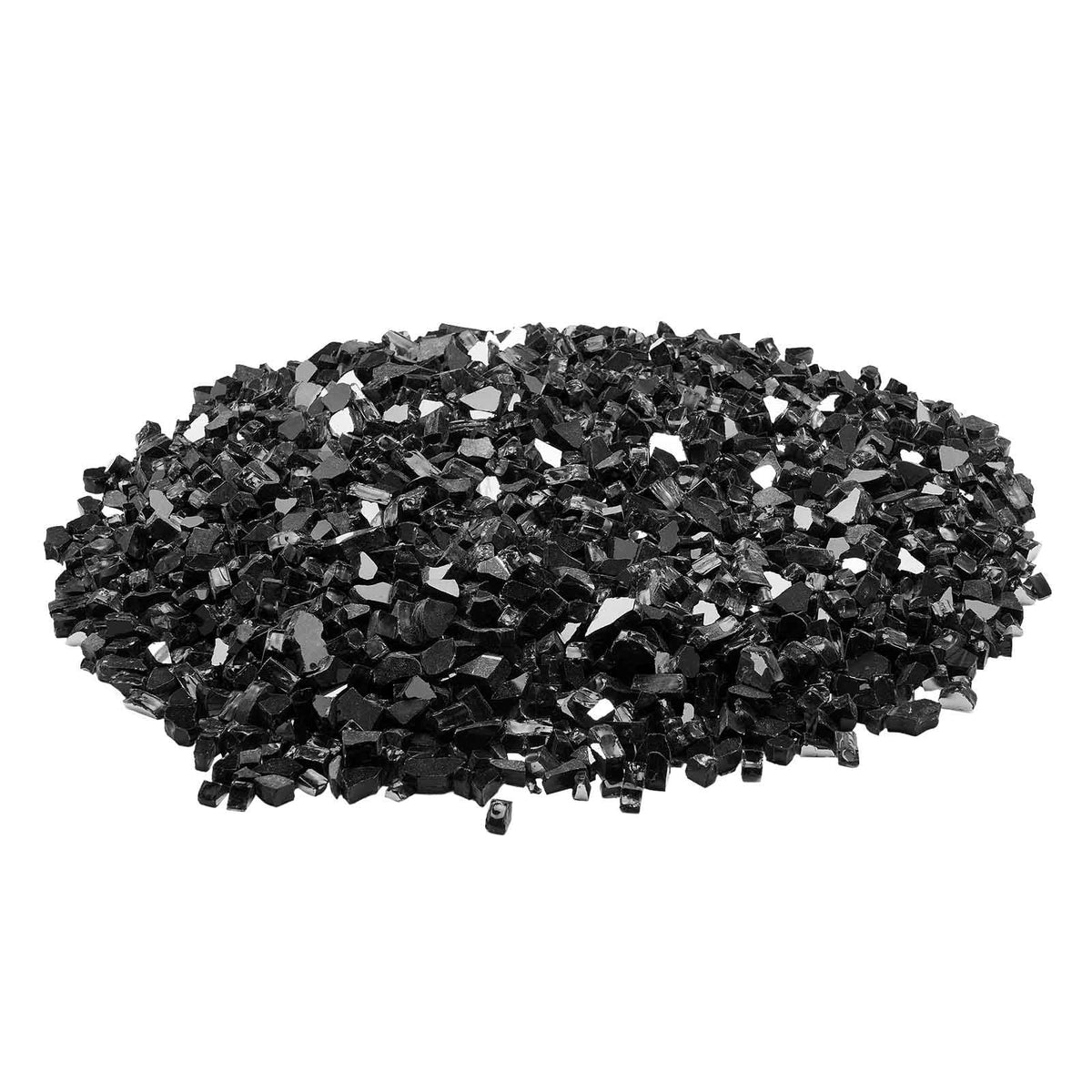 Fire Glass, 20 LBS / 9.0 KG High-Temperature Resistant Fireplace Rocks, 1/2-Inch / 12.7 mm Reflective & Smokeless Firepit Glass Rock, High Luster Stone Landscaping for Fire Pit Table, Black
