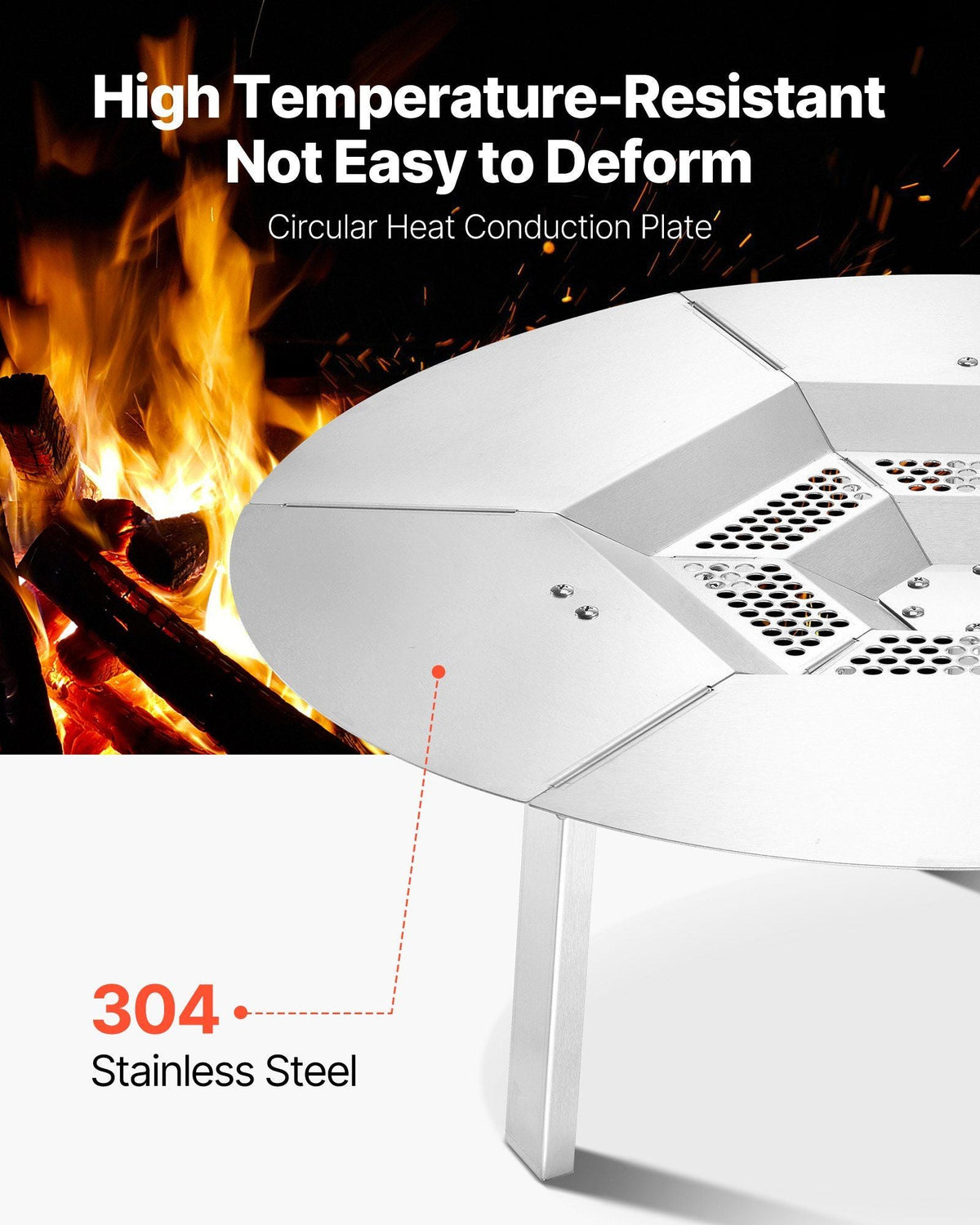Fire Pit Heat Deflector for Solo Stove Yukon 25 in Bonfire Stainless Steel