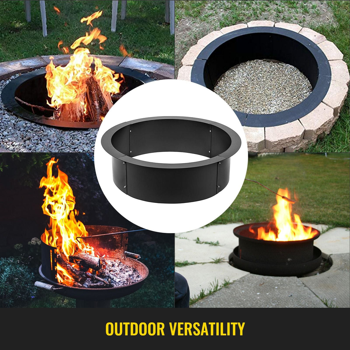Fire Pit Ring 36-Inch Outer/30-Inch Inner Diameter, Fire Pit Insert 3.0mm Thick Heavy Duty Solid Steel, Fire Pit Liner DIY Campfire Ring Above or In-Ground for Outdoor